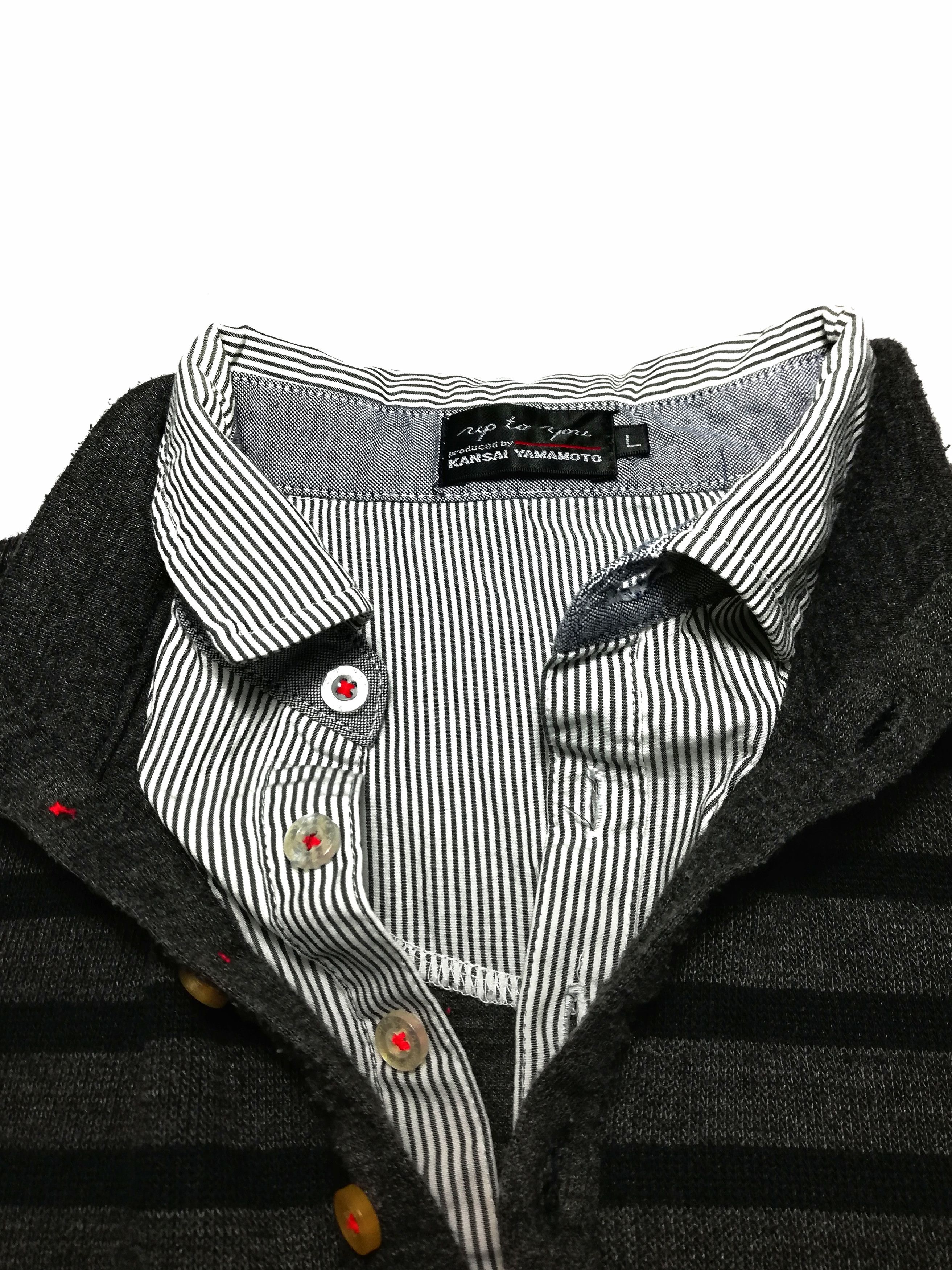 Kansai Yamamoto 🔥Kansai Yamamoto Pullover Half Button Up Stripe Sweatshirt Size US L / EU 52-54 / 3 - 3 Thumbnail