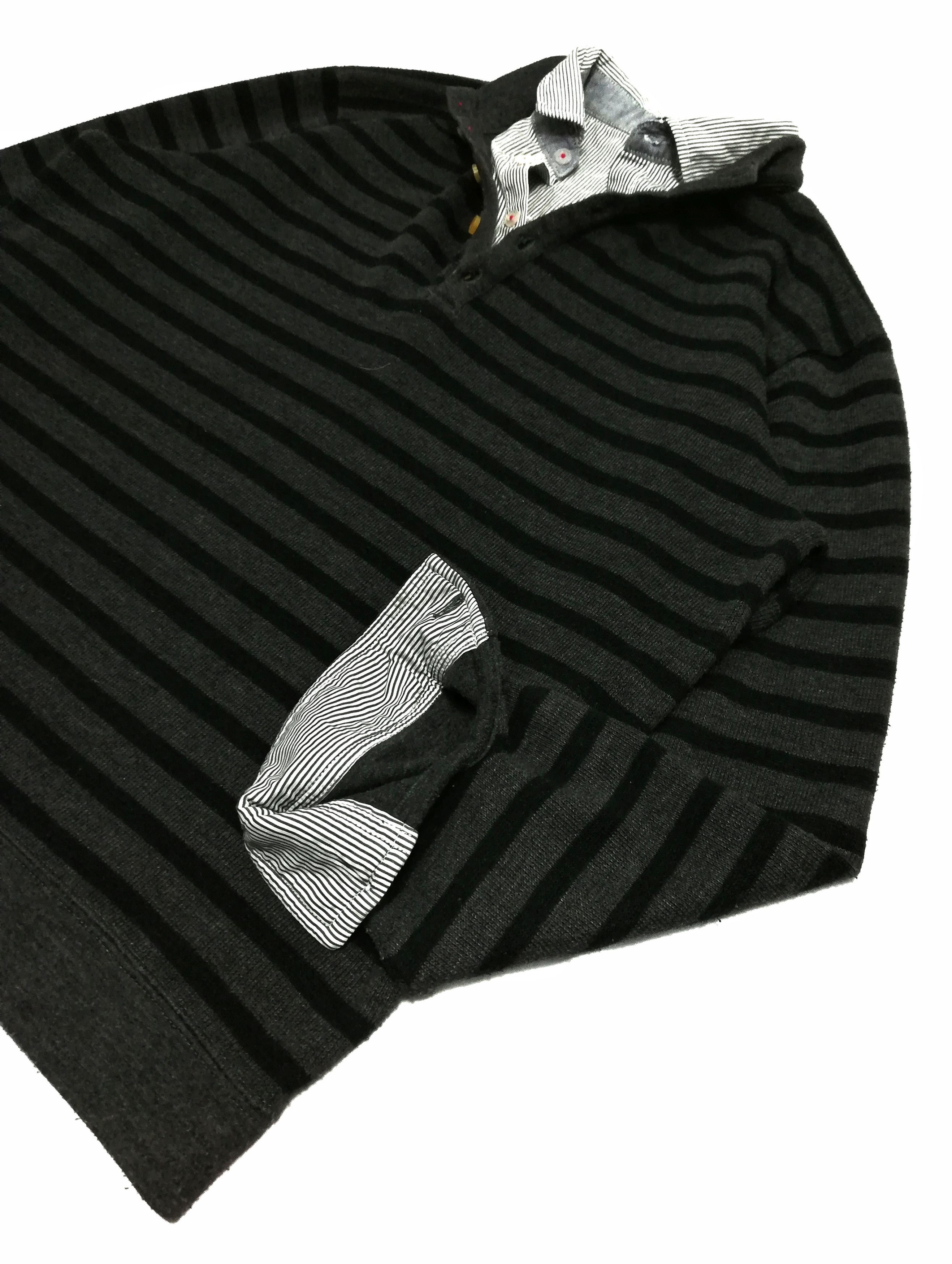 Kansai Yamamoto 🔥Kansai Yamamoto Pullover Half Button Up Stripe Sweatshirt Size US L / EU 52-54 / 3 - 2 Thumbnail