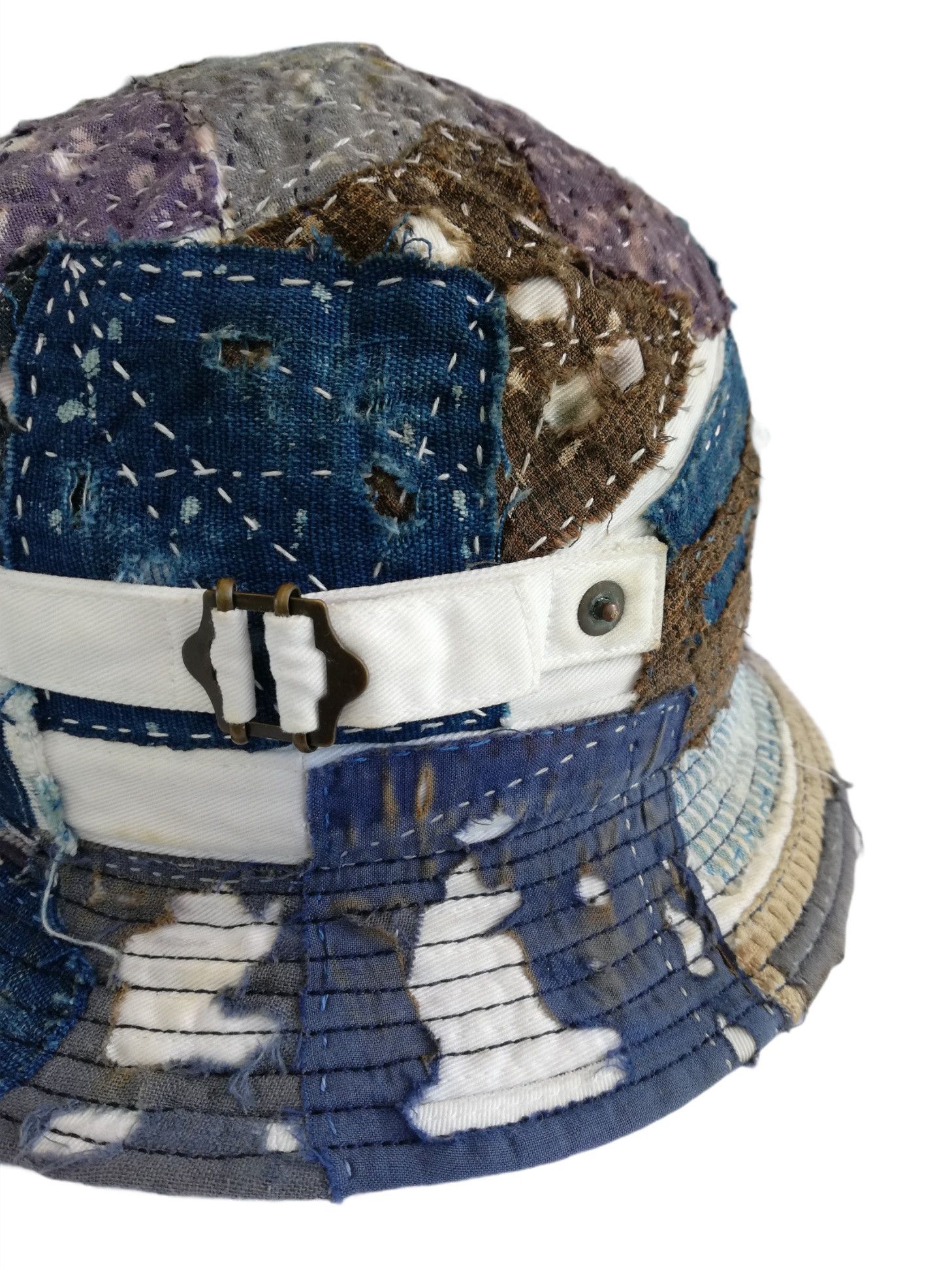 Art Comes First × Japanese Brand 🔥Union Handmade Blue Boro Patchwork Sashiko Fisherman Hat Size ONE SIZE - 14 Thumbnail