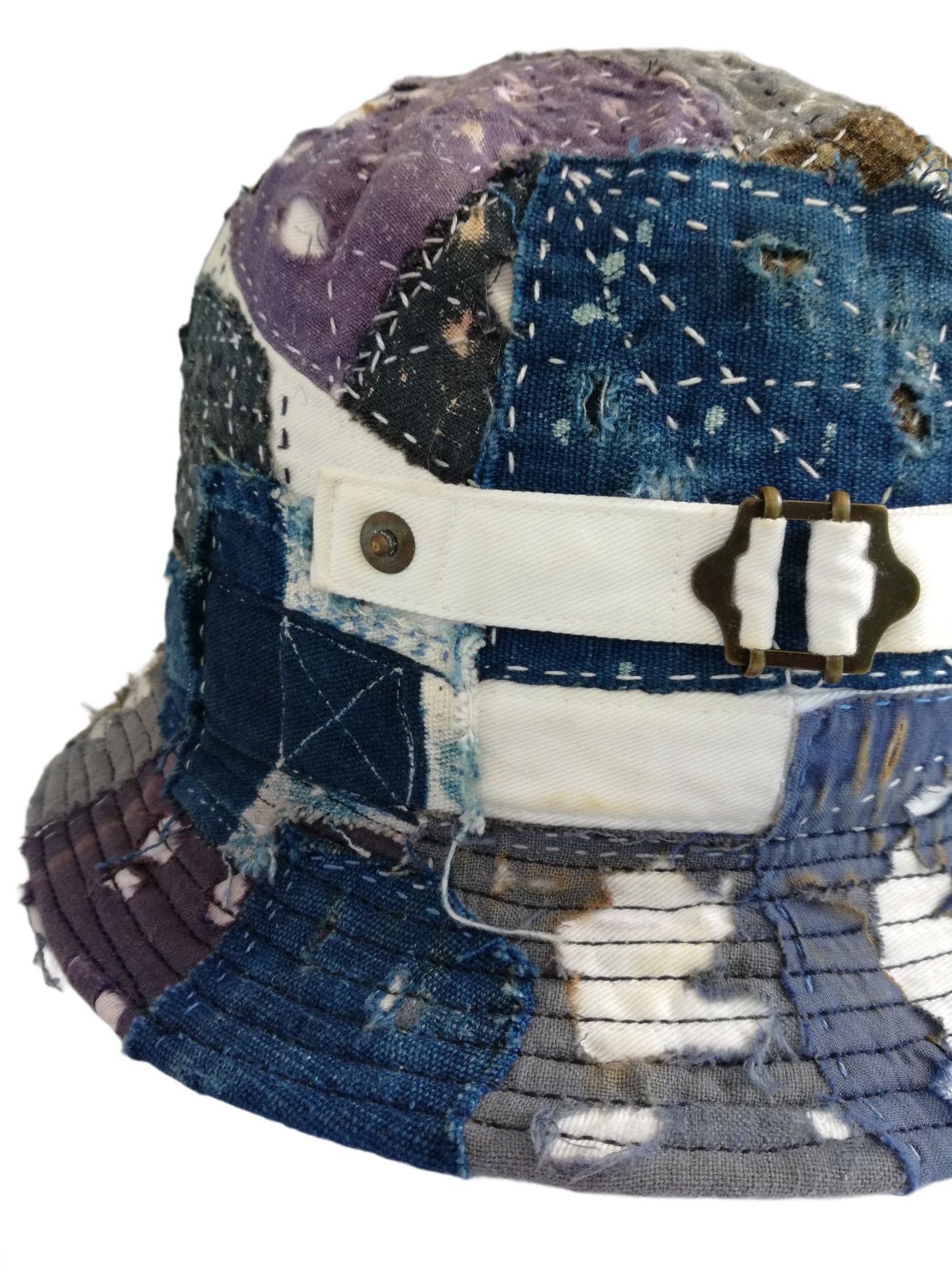 Art Comes First × Japanese Brand 🔥Union Handmade Blue Boro Patchwork Sashiko Fisherman Hat Size ONE SIZE - 15 Thumbnail