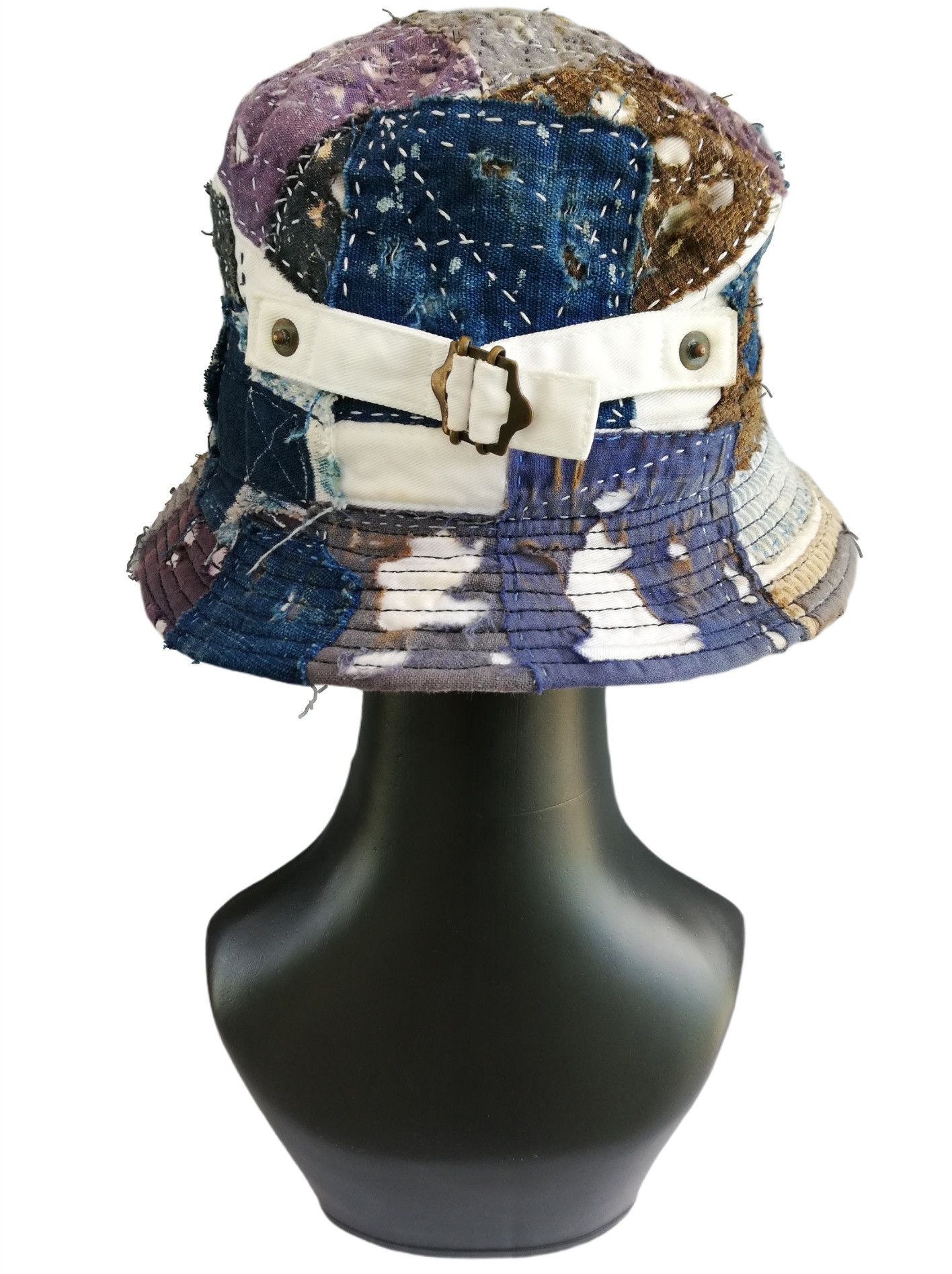 Art Comes First × Japanese Brand 🔥Union Handmade Blue Boro Patchwork Sashiko Fisherman Hat Size ONE SIZE - 5 Thumbnail