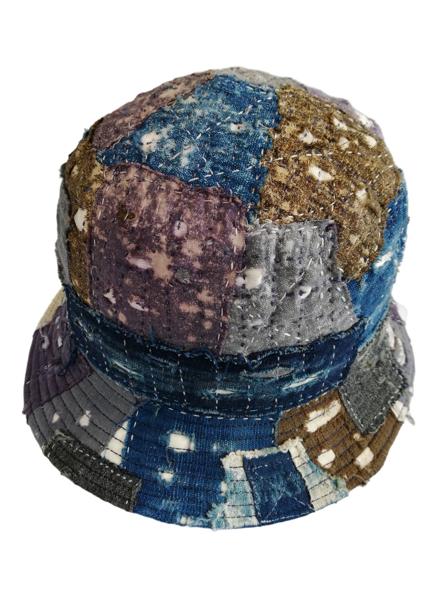 Art Comes First × Japanese Brand 🔥Union Handmade Blue Boro Patchwork Sashiko Fisherman Hat Size ONE SIZE - 10 Thumbnail