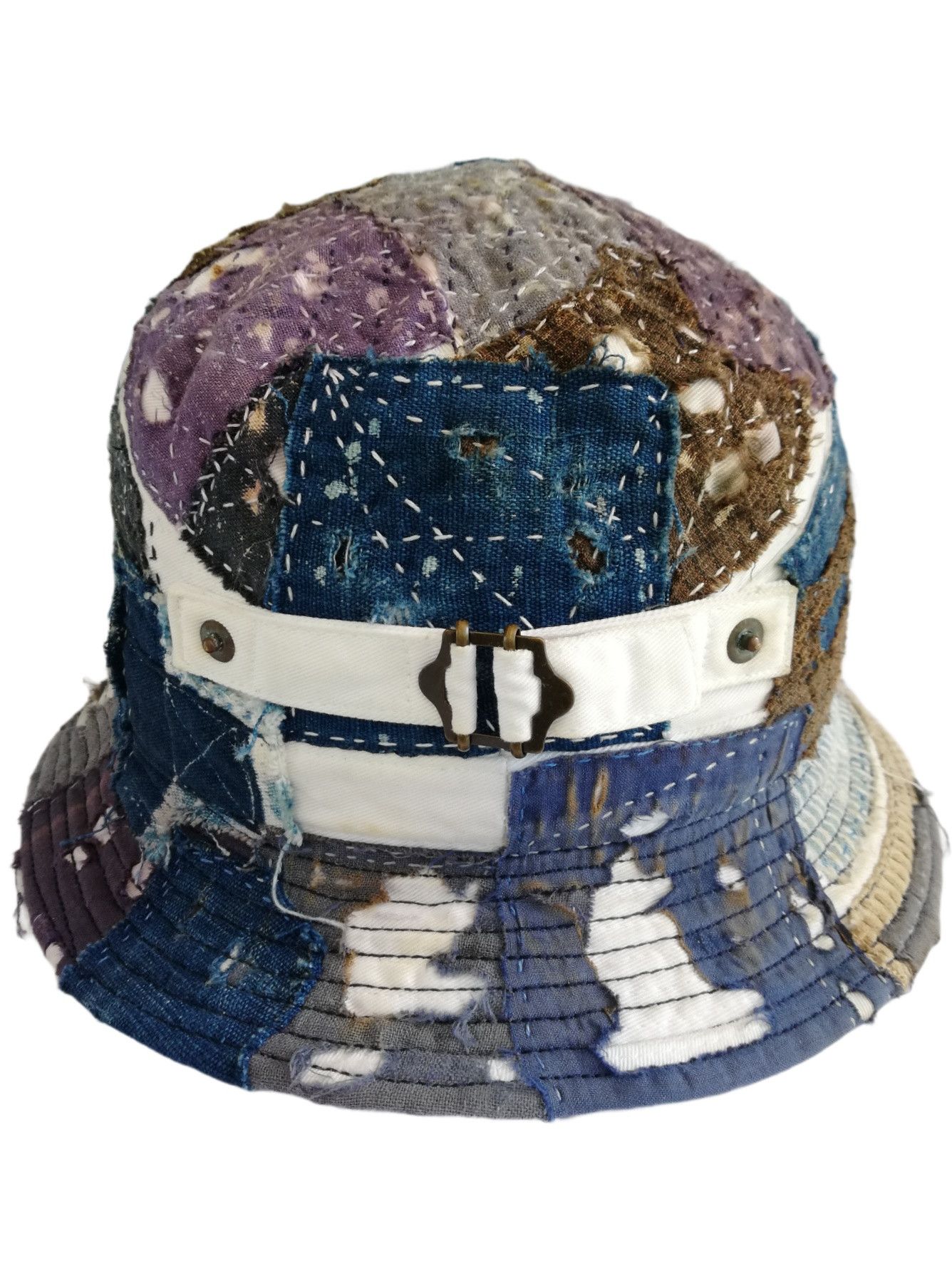 Art Comes First × Japanese Brand 🔥Union Handmade Blue Boro Patchwork Sashiko Fisherman Hat Size ONE SIZE - 13 Thumbnail