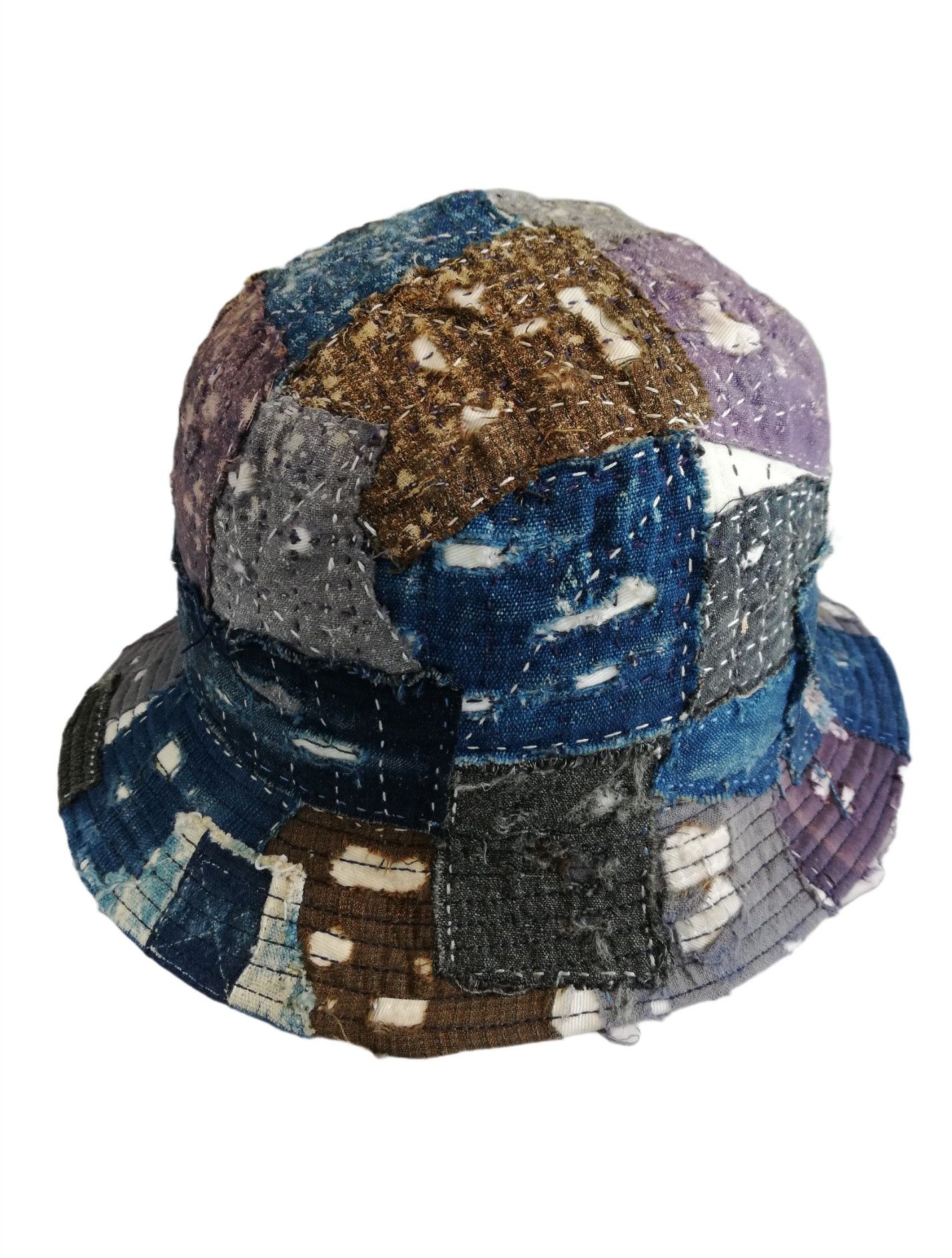 Art Comes First × Japanese Brand 🔥Union Handmade Blue Boro Patchwork Sashiko Fisherman Hat Size ONE SIZE - 11 Thumbnail