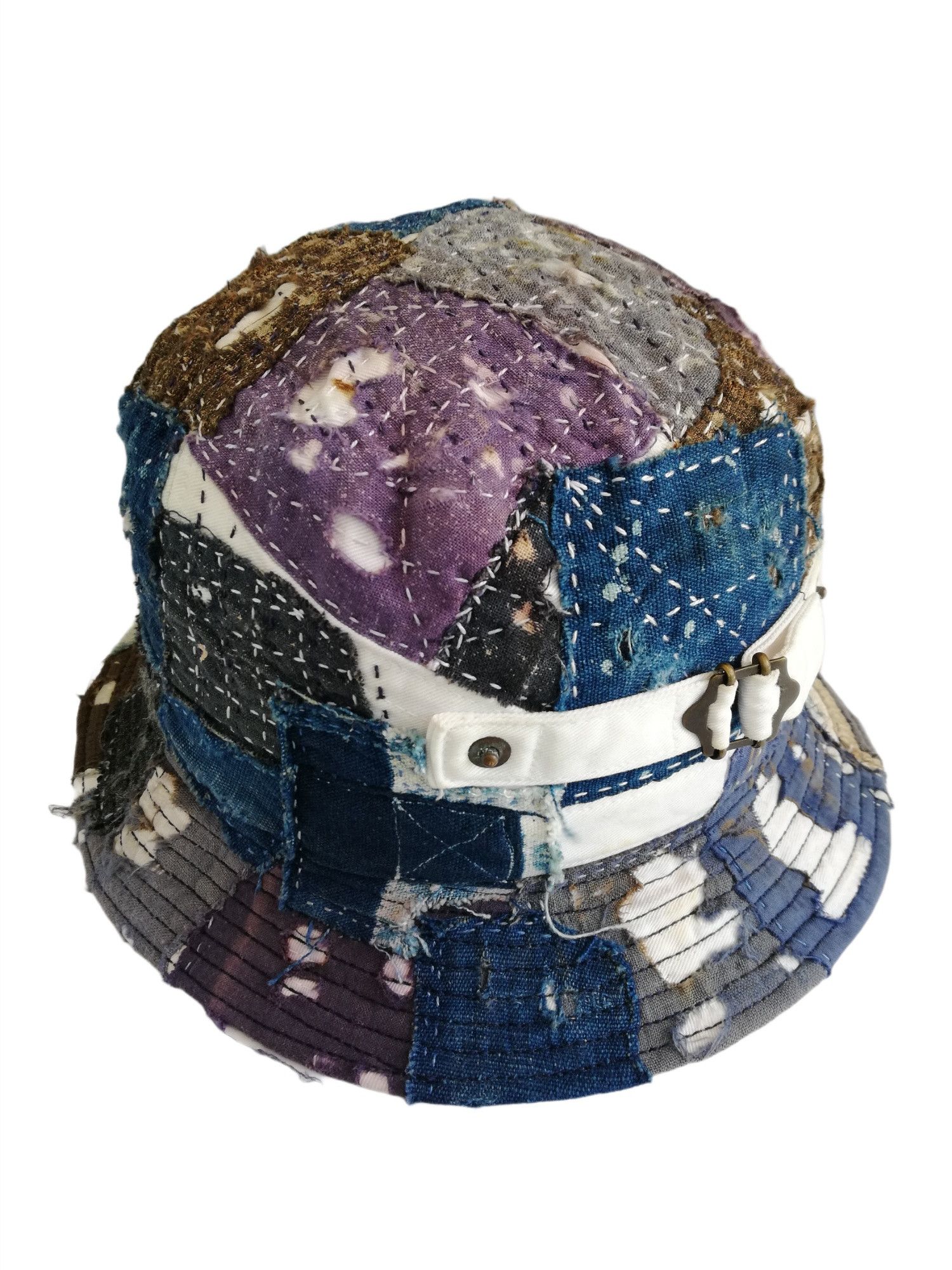 Art Comes First × Japanese Brand 🔥Union Handmade Blue Boro Patchwork Sashiko Fisherman Hat Size ONE SIZE - 12 Thumbnail