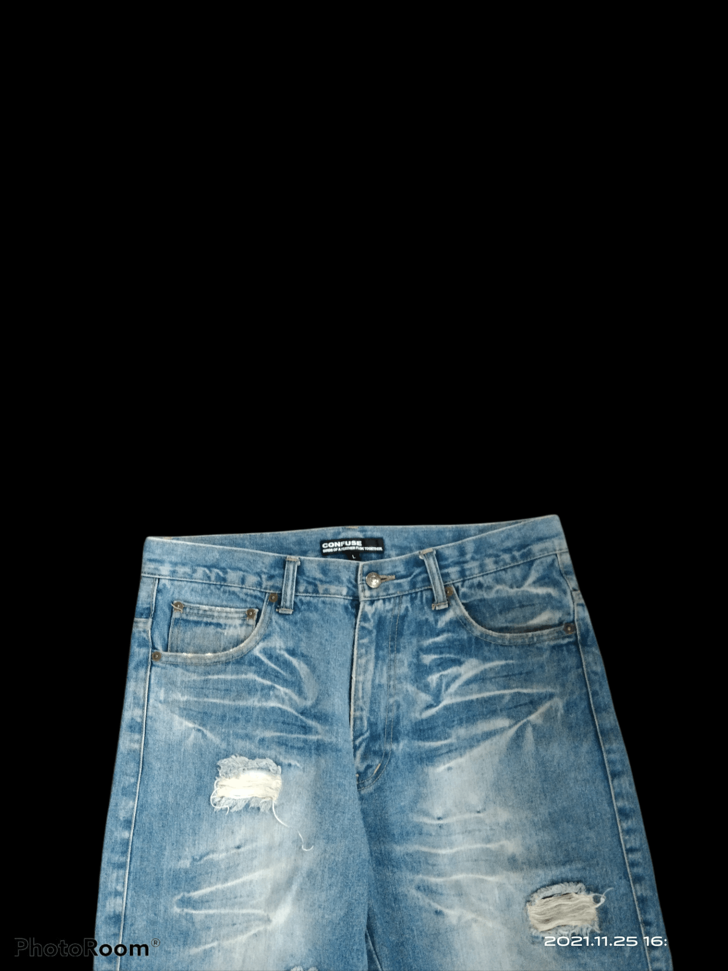 Japanese Brand DISTRESSED RIPED TWIST JAPANESE BRAND CONFUSE DENIM PANTA Size US 34 / EU 50 - 3 Thumbnail