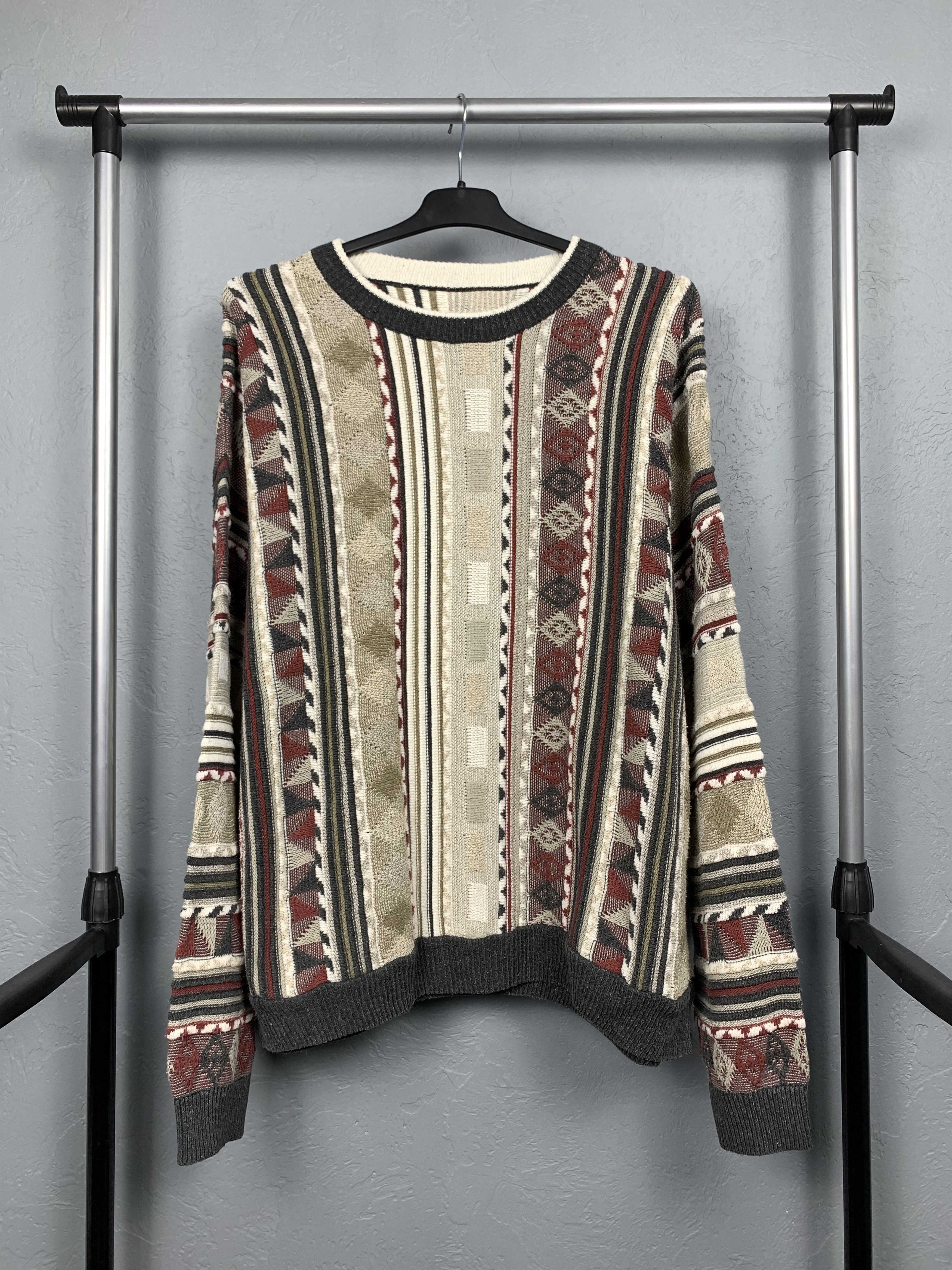 Vintage Vintage Coloured Cable Knit Sweater Coogi Style Size US L / EU 52-54 / 3 - 1 Thumbnail