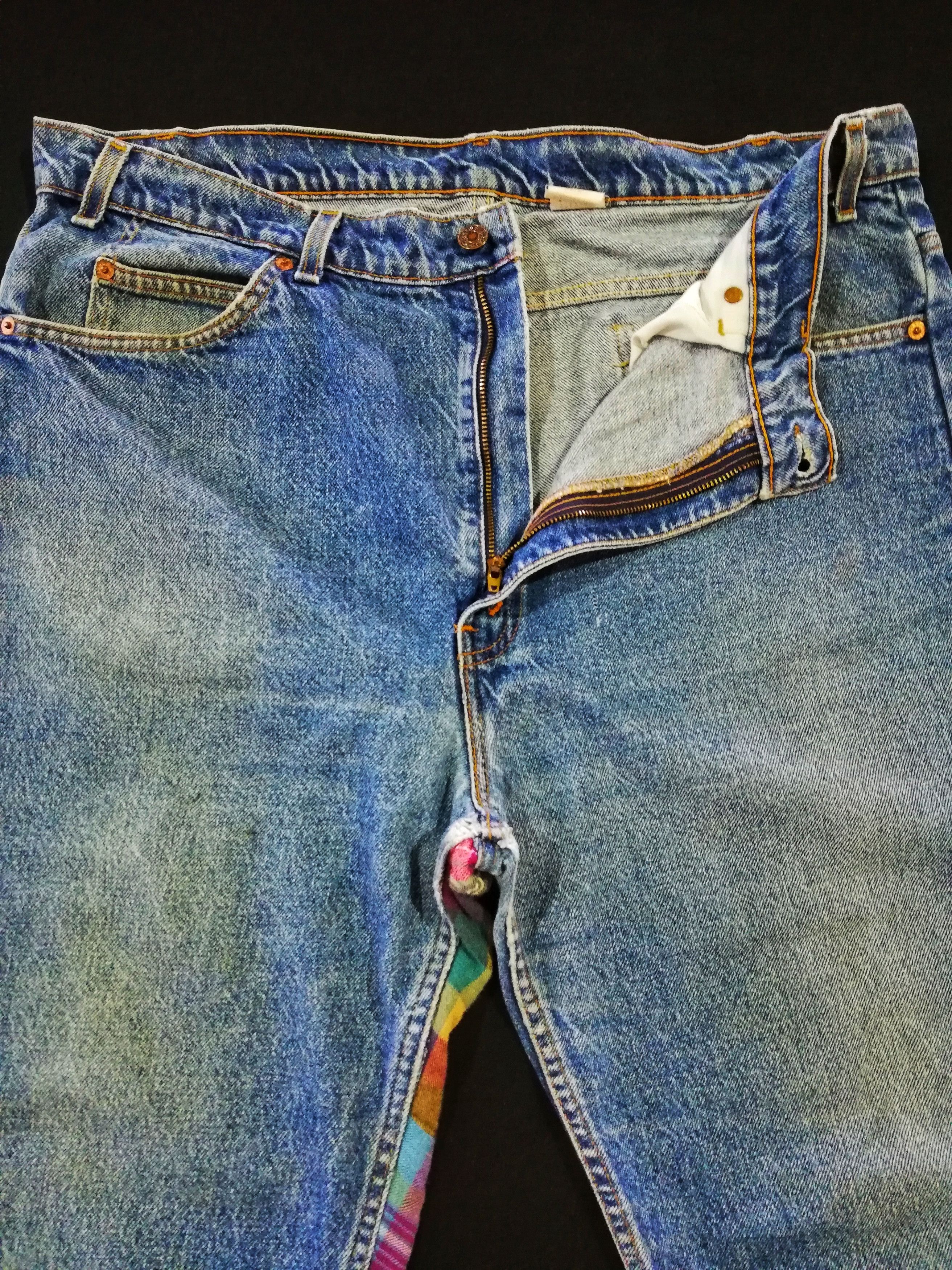 Levi's Vintage Clothing 🔥Levi's Customized Denim Patchwork Tartan Trews Jeans🔥 Size US 39 - 7 Thumbnail