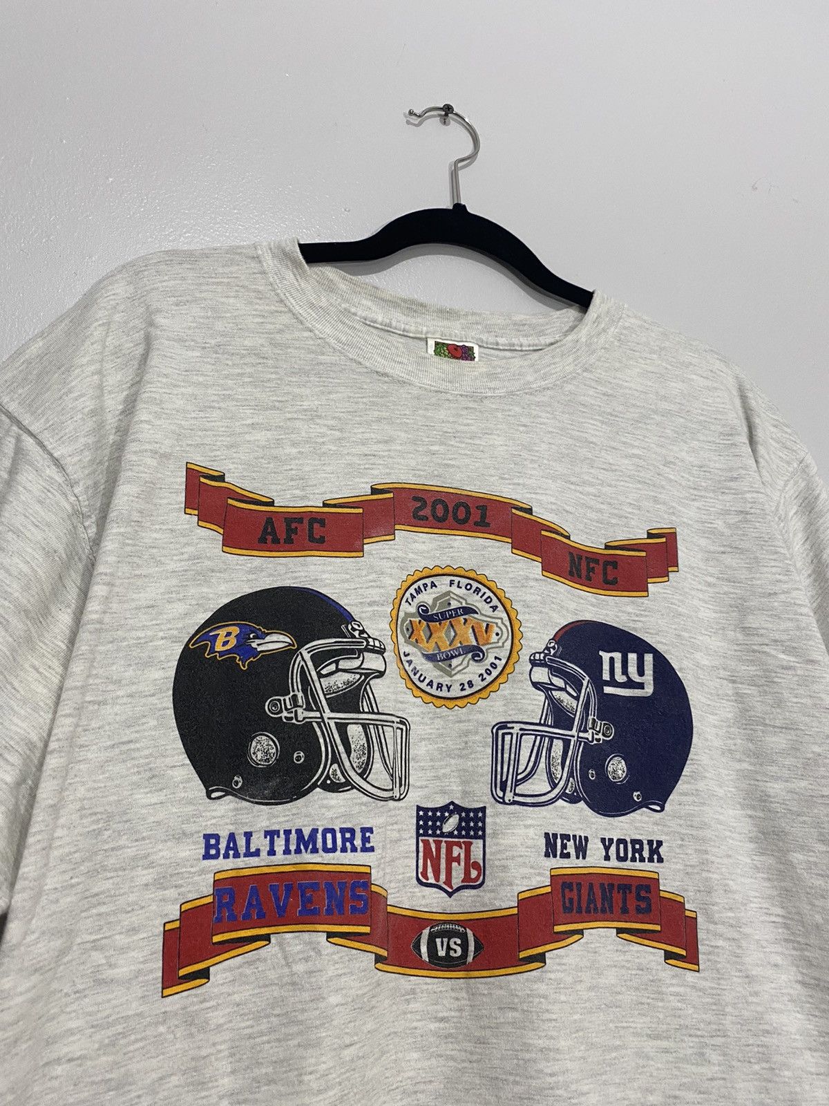 NFL Vintage 2001 New York Giants Baltimore Ravens Super Bowl Tee Size US XL / EU 56 / 4 - 1 Thumbnail