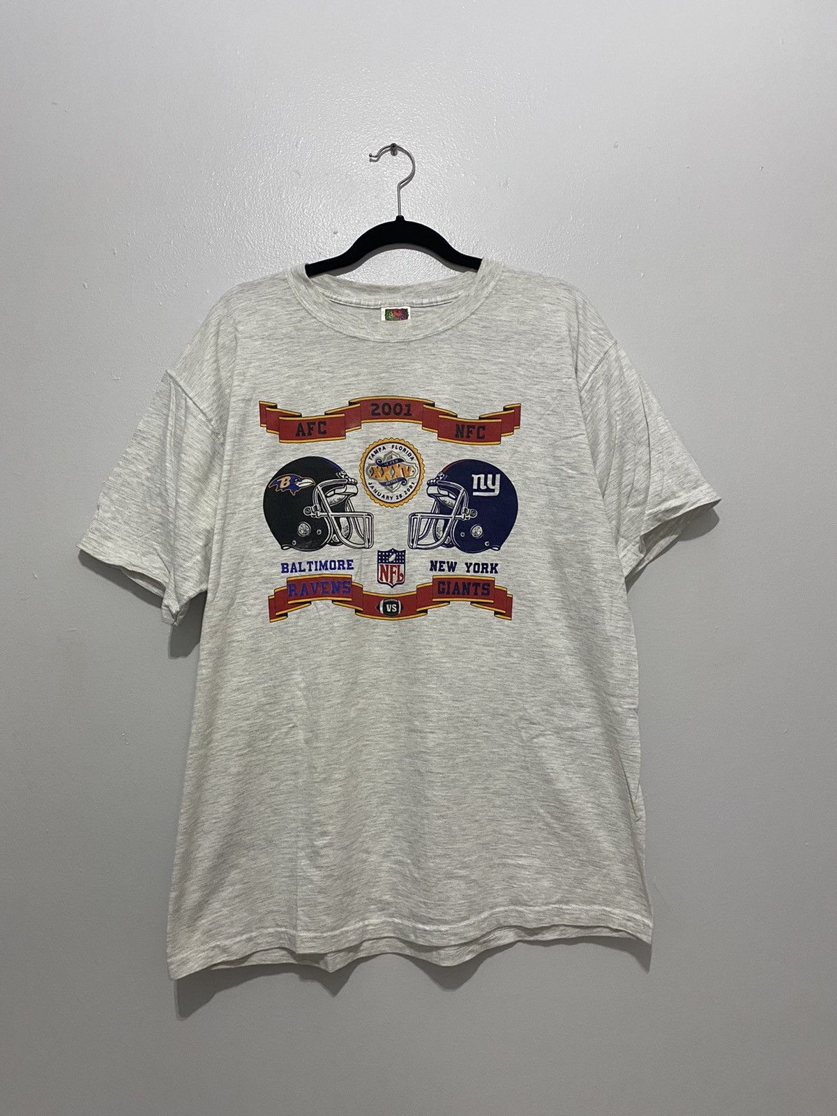 NFL Vintage 2001 New York Giants Baltimore Ravens Super Bowl Tee Size US XL / EU 56 / 4 - 2 Thumbnail