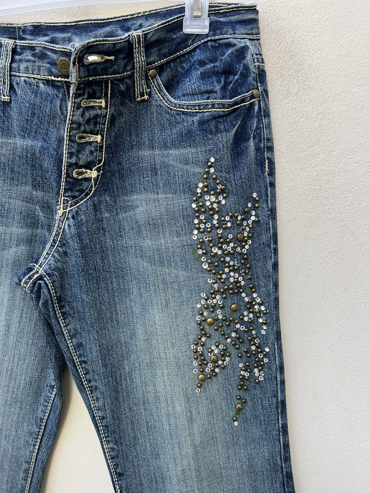 Tornado Mart Vintage Tornado Mart Japan Beaded Denim Super Flare Jeans Size US 30 / EU 46 - 14 Thumbnail