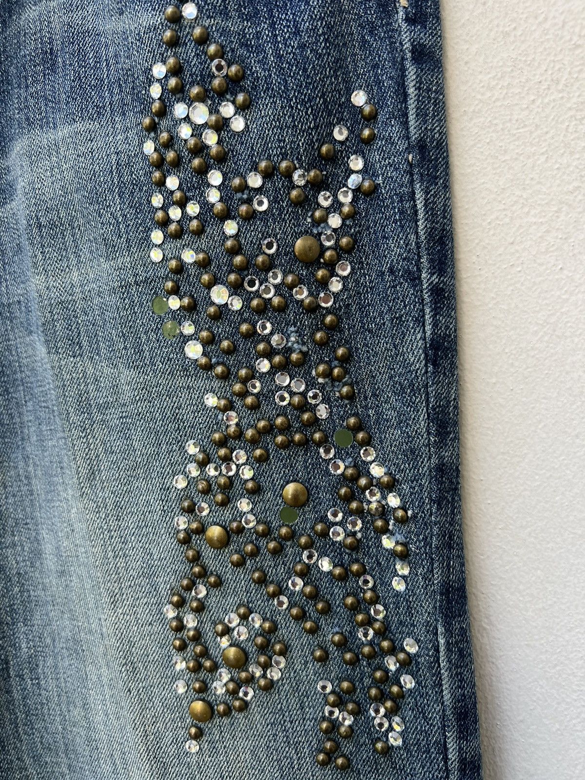 Tornado Mart Vintage Tornado Mart Japan Beaded Denim Super Flare Jeans Size US 30 / EU 46 - 15 Thumbnail