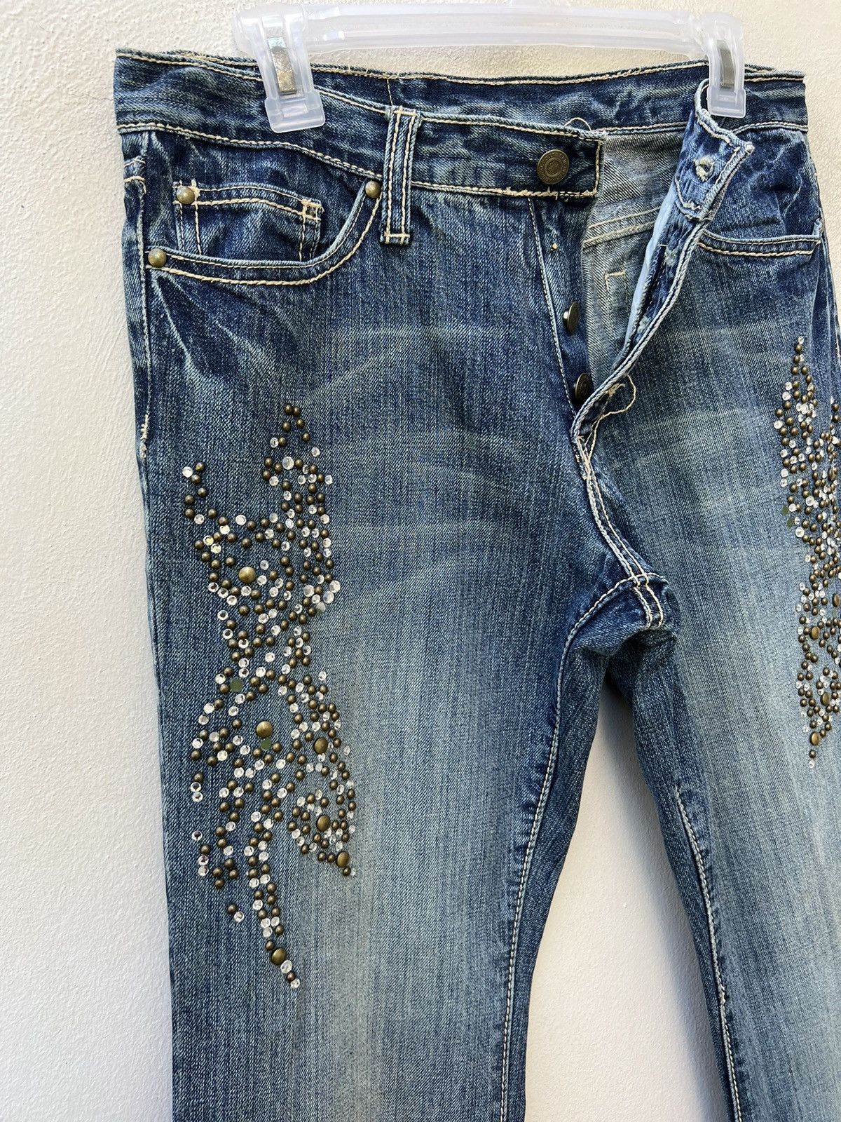 Tornado Mart Vintage Tornado Mart Japan Beaded Denim Super Flare Jeans Size US 30 / EU 46 - 9 Thumbnail