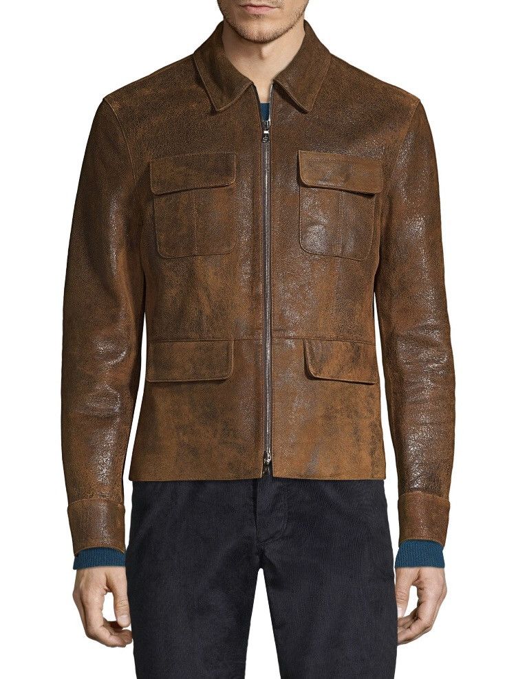 John Varvatos Vintage inspired Leather Jacket. 52 Size US L / EU 52-54 / 3 - 8 Thumbnail