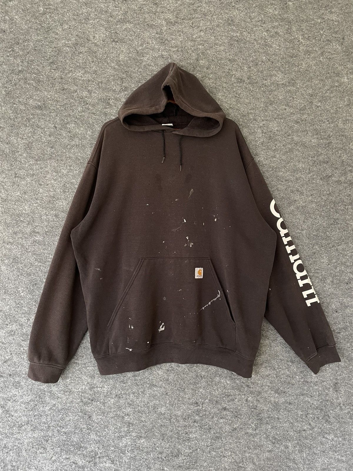 image of Carhartt Disstressed Carhatt Hoodie in Black, Men's (Size XL)