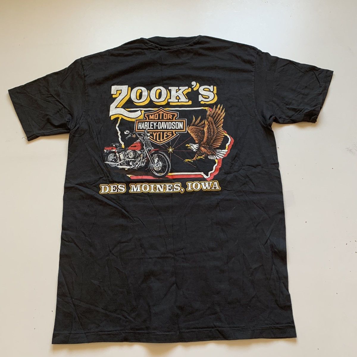 Harley Davidson × Vintage Vintage 1990 Harley Davidson Shield Graphic Biker T Shirt Size US L / EU 52-54 / 3 - 3 Thumbnail