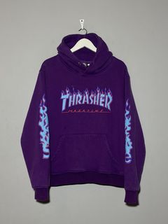 Thrasher purple flame on sale hoodie