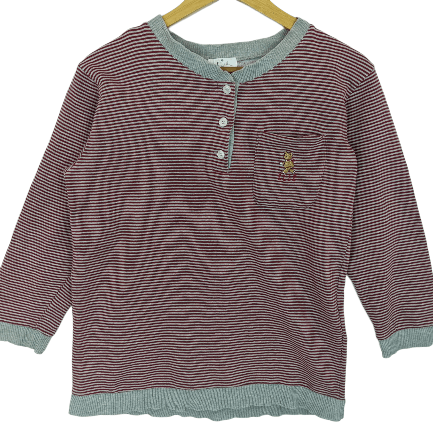 Japanese Brand Vintage 90's ELLE Striped Jumper Sweater Size L / US 10 / IT 46 - 2 Thumbnail