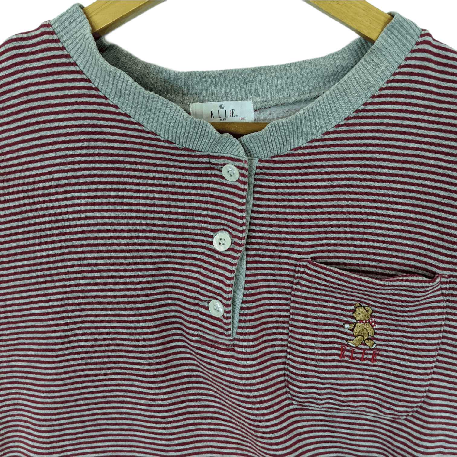 Japanese Brand Vintage 90's ELLE Striped Jumper Sweater Size L / US 10 / IT 46 - 3 Thumbnail