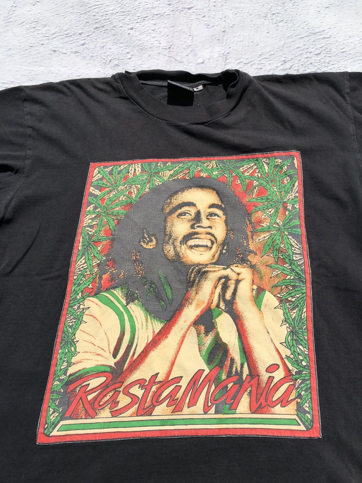 Band Tees Vintage 90s Bob Marley Jamaica Rastamania Black Tee Size US M / EU 48-50 / 2 - 3 Thumbnail