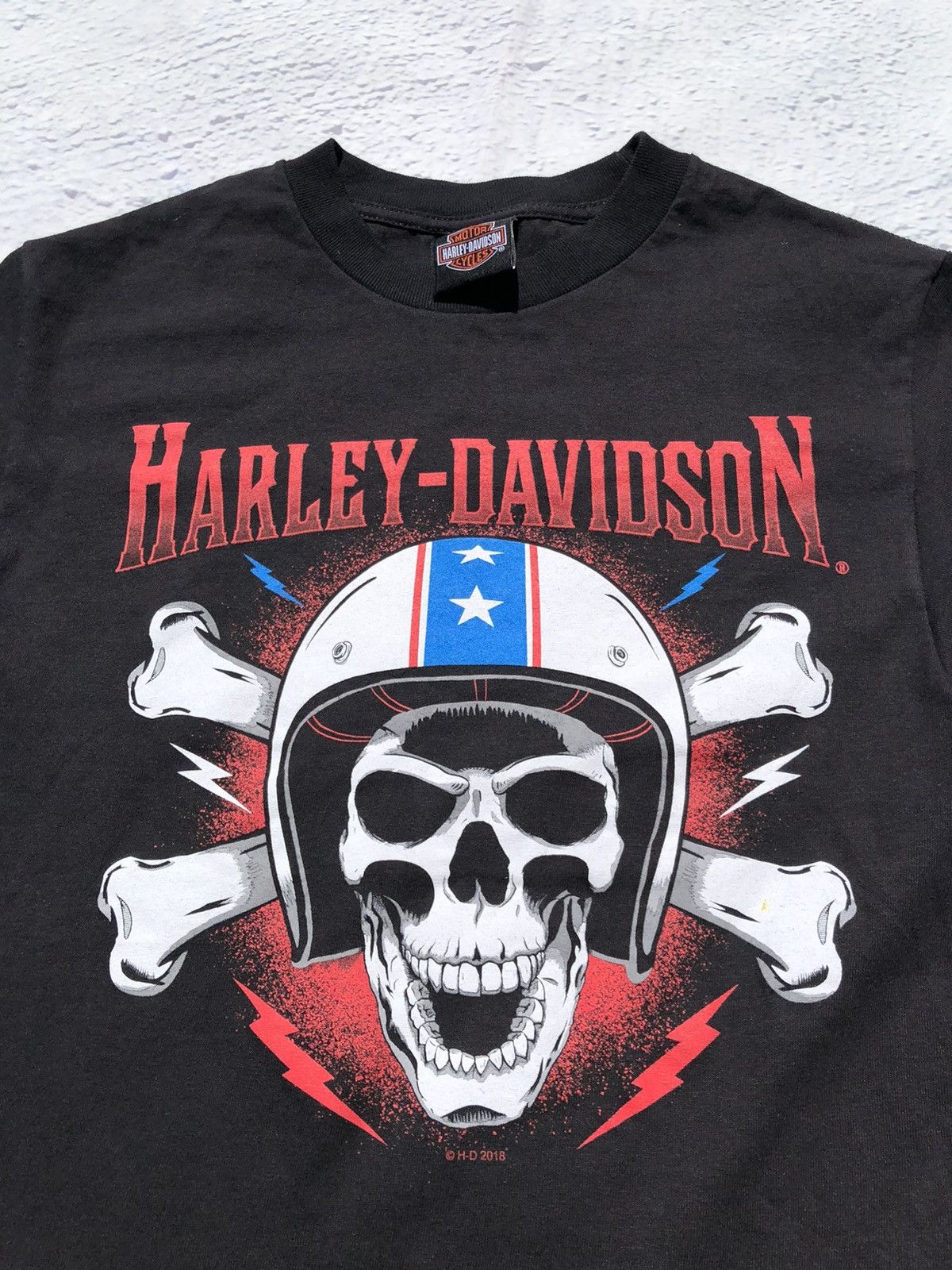 Harley Davidson Vintage 2018 Harley Davidson Skull Bones Black Tee Size US S / EU 44-46 / 1 - 3 Thumbnail