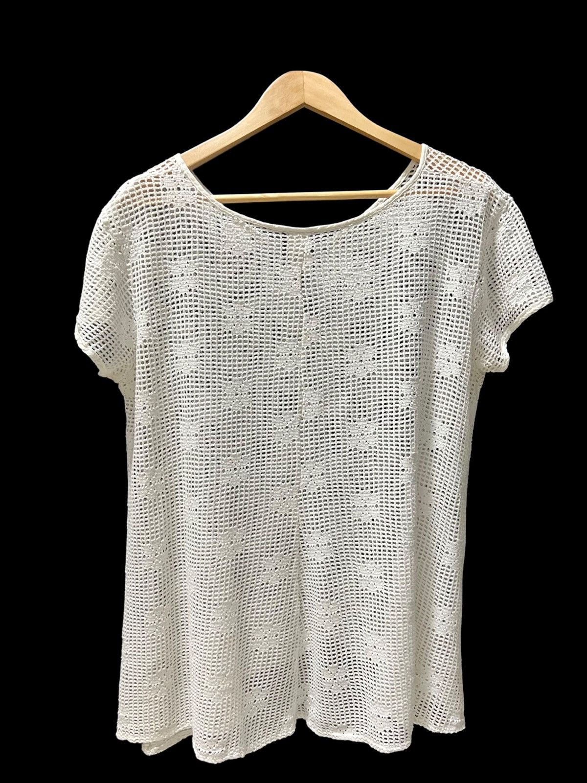 Designer VINTAGE 90s WHITE FISHNET STRETCHABLE INSPIRED RAF SIMONS Size L / US 10 / IT 46 - 2 Thumbnail