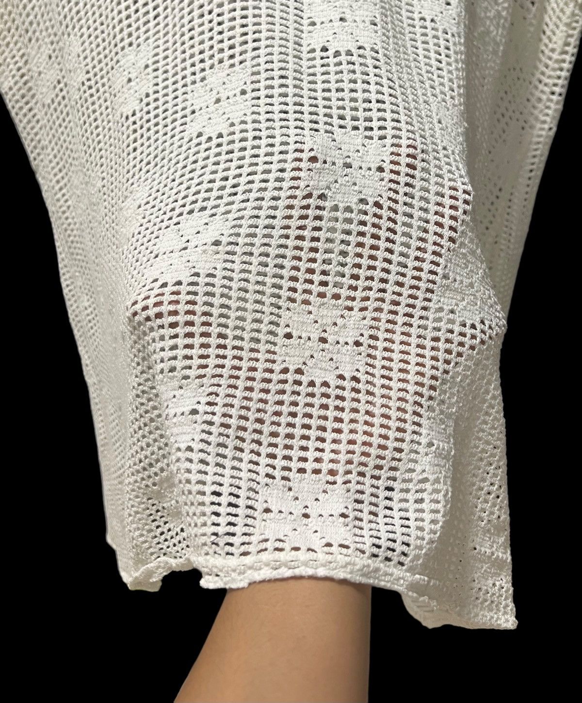 Designer VINTAGE 90s WHITE FISHNET STRETCHABLE INSPIRED RAF SIMONS Size L / US 10 / IT 46 - 7 Thumbnail