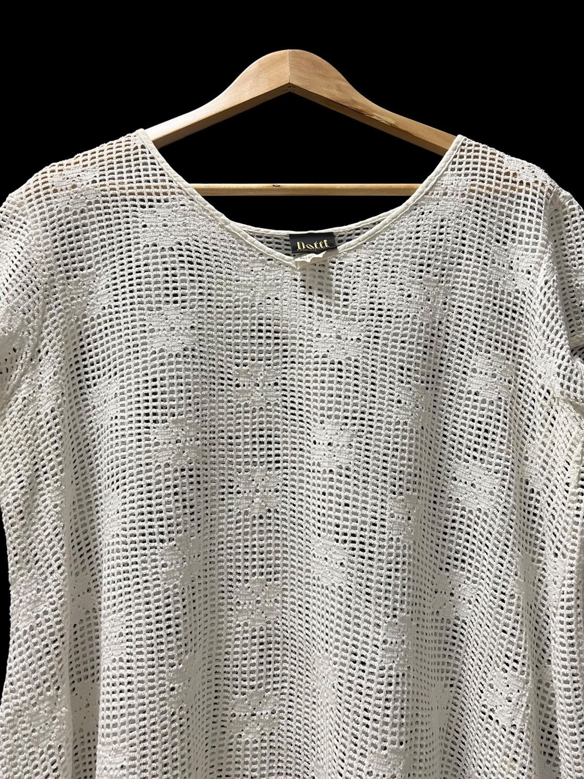 Designer VINTAGE 90s WHITE FISHNET STRETCHABLE INSPIRED RAF SIMONS Size L / US 10 / IT 46 - 3 Thumbnail
