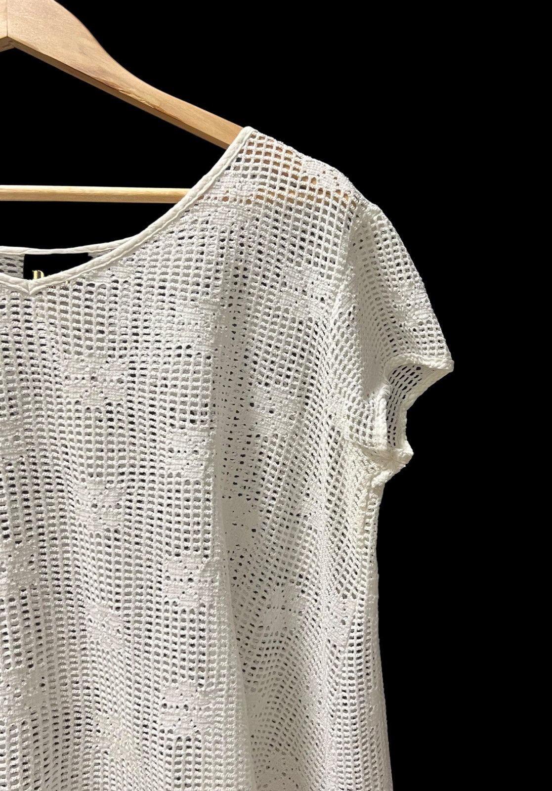 Designer VINTAGE 90s WHITE FISHNET STRETCHABLE INSPIRED RAF SIMONS Size L / US 10 / IT 46 - 4 Thumbnail