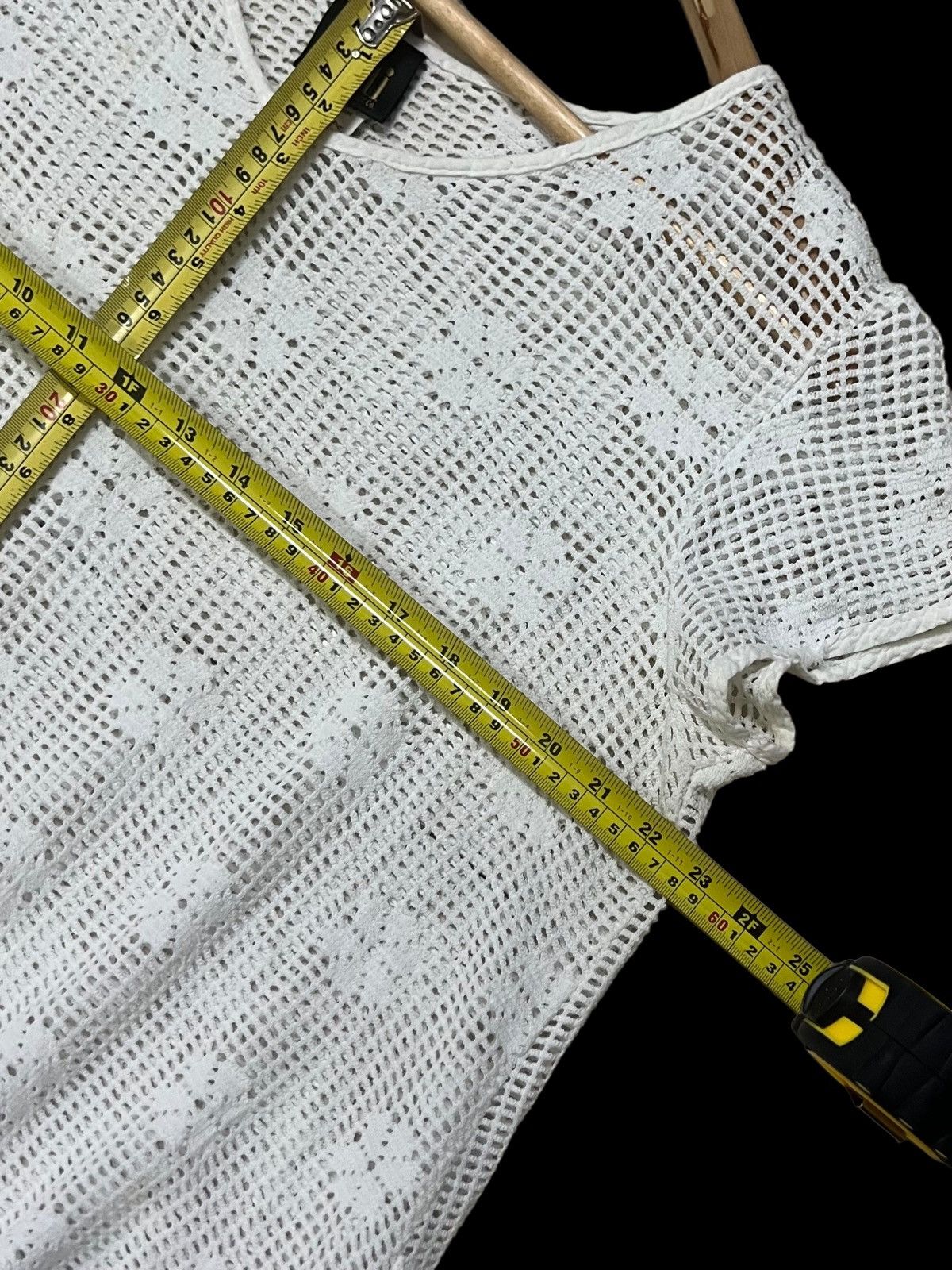 Designer VINTAGE 90s WHITE FISHNET STRETCHABLE INSPIRED RAF SIMONS Size L / US 10 / IT 46 - 10 Thumbnail