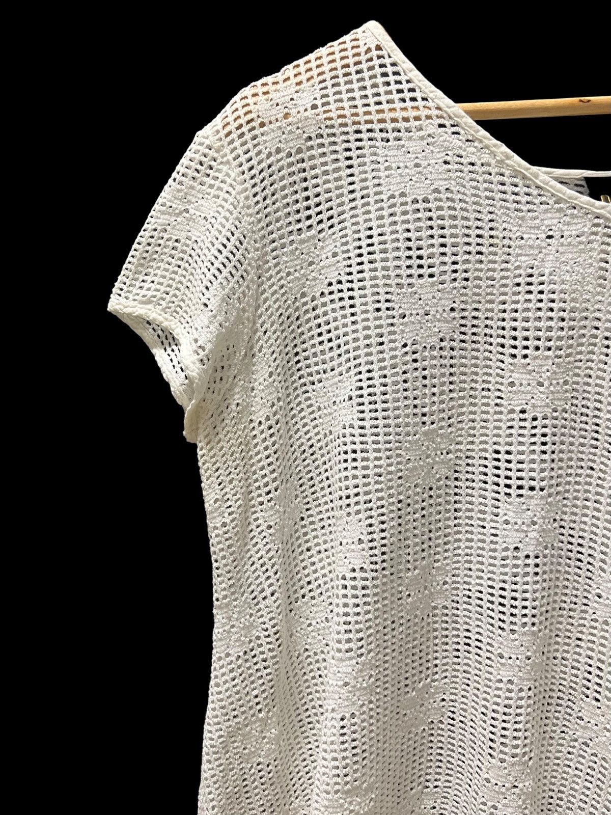 Designer VINTAGE 90s WHITE FISHNET STRETCHABLE INSPIRED RAF SIMONS Size L / US 10 / IT 46 - 5 Thumbnail