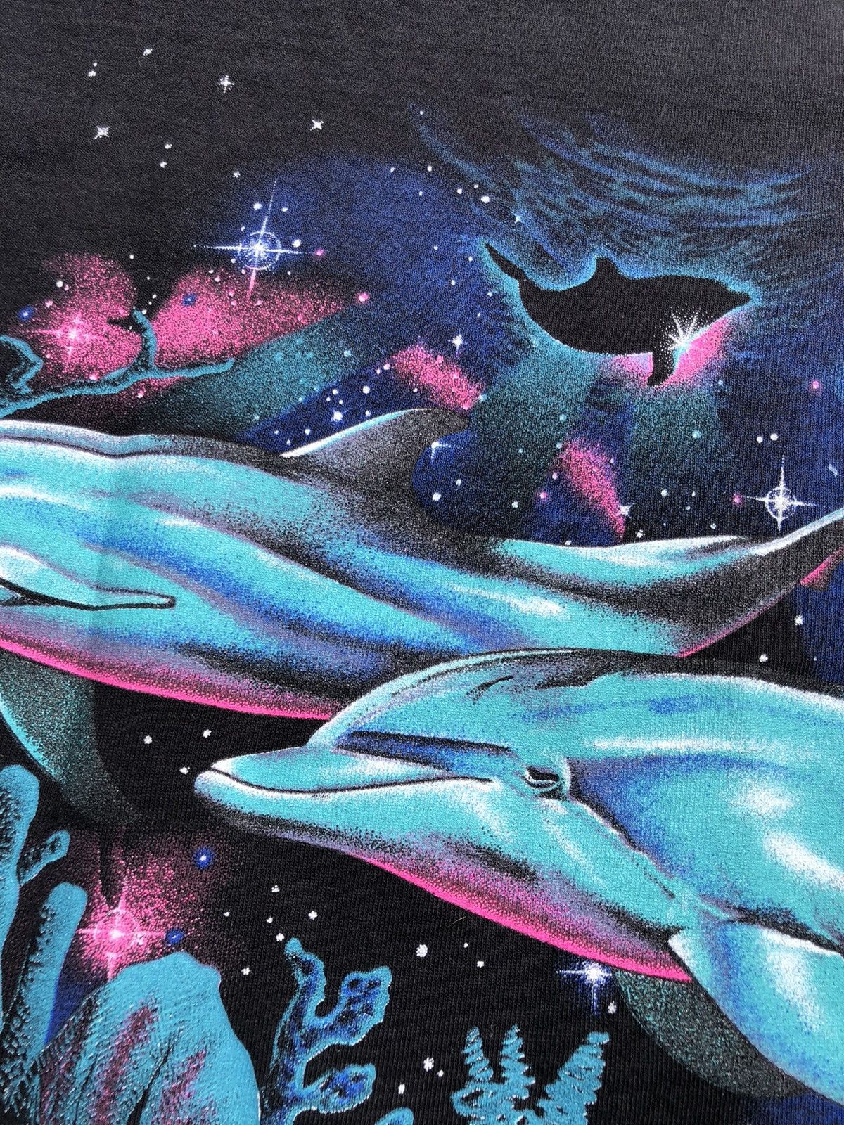 Habitat Vintage 90s Habitat XCIII Dolphin Sea Ocean Animal Black Tee Size US M / EU 48-50 / 2 - 15 Thumbnail