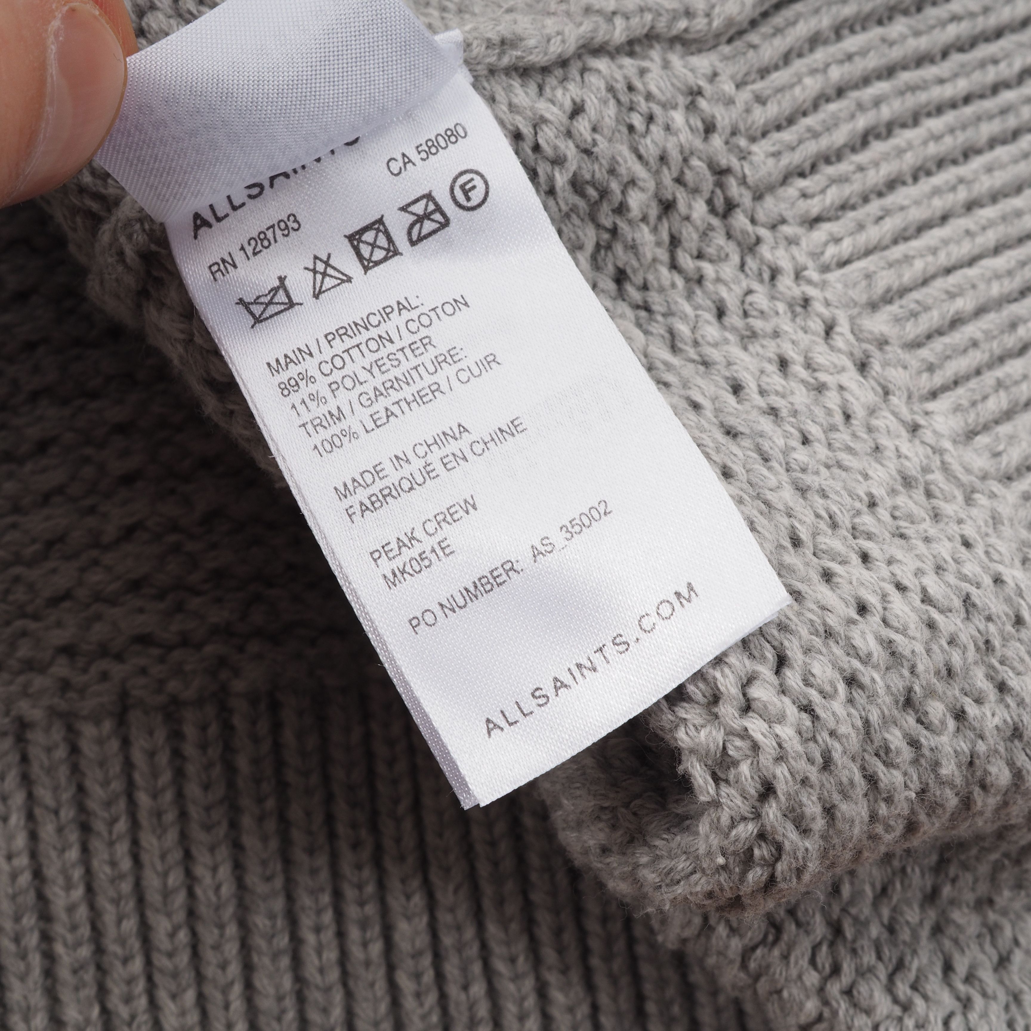 Allsaints All Saints Mens Knit Gray Cotton Jumper Sweater 2XL XXL Size US XXL / EU 58 / 5 - 4 Thumbnail