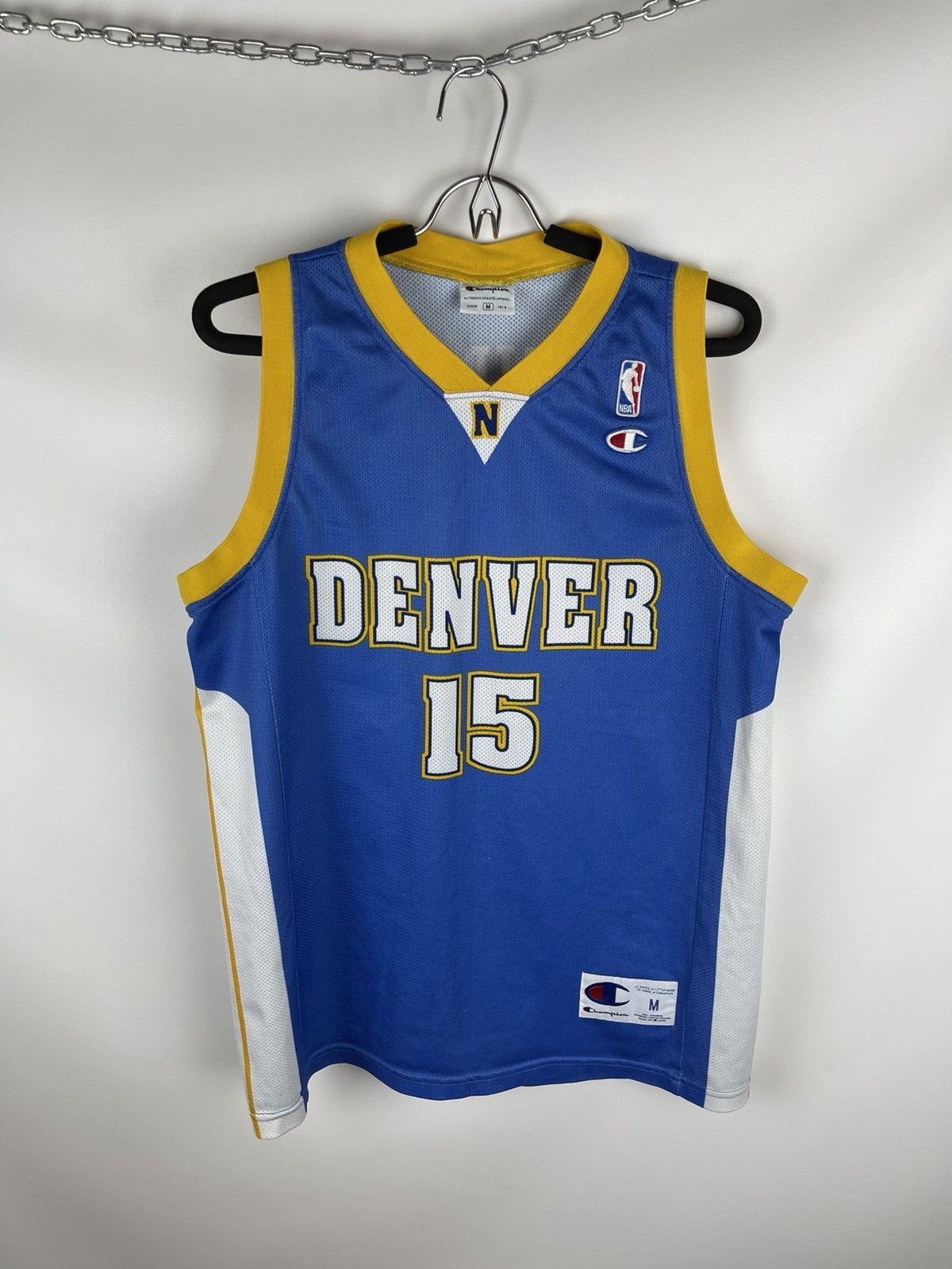 image of Champion Vintage 90's Denver Nuggets 15 Carmelo Anthony Jrs in Blue, Men's (Size Medium)