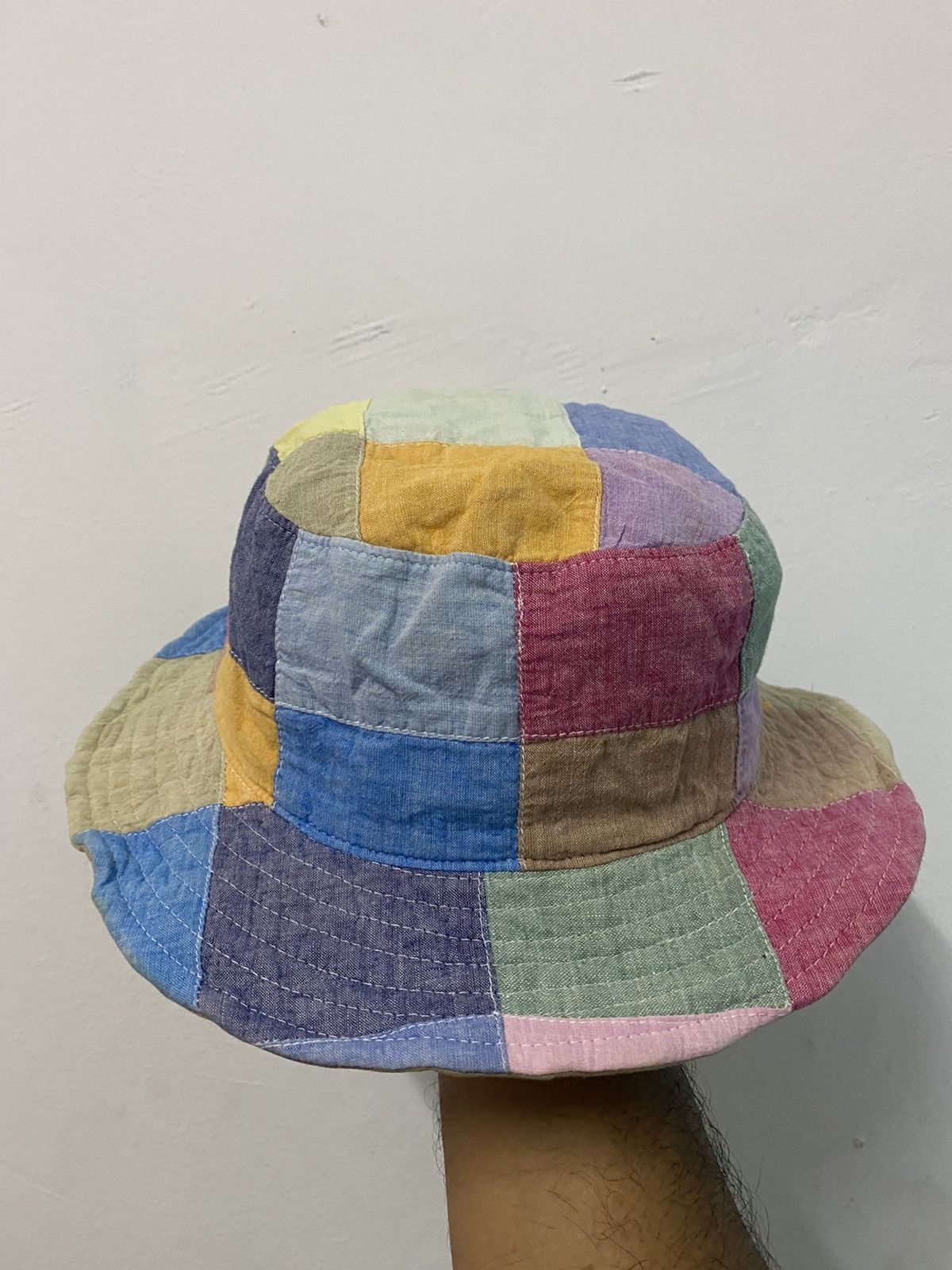 image of Vintage Patchwork Reversible Bucket Hat, Men's