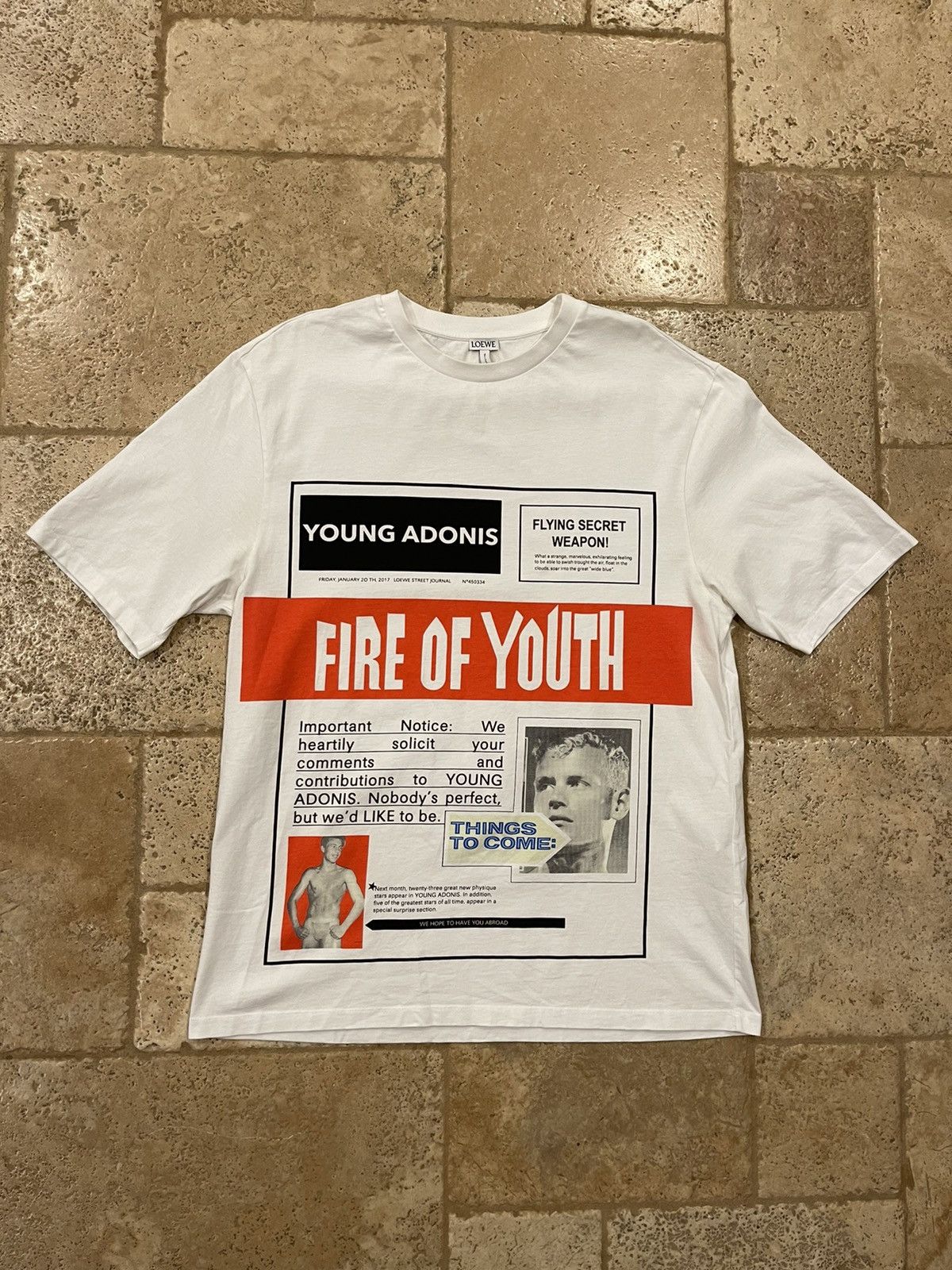 Loewe Loewe Fire of Youth Young Adonis White Red Tee Size US L / EU 52-54 / 3 - 1 Thumbnail