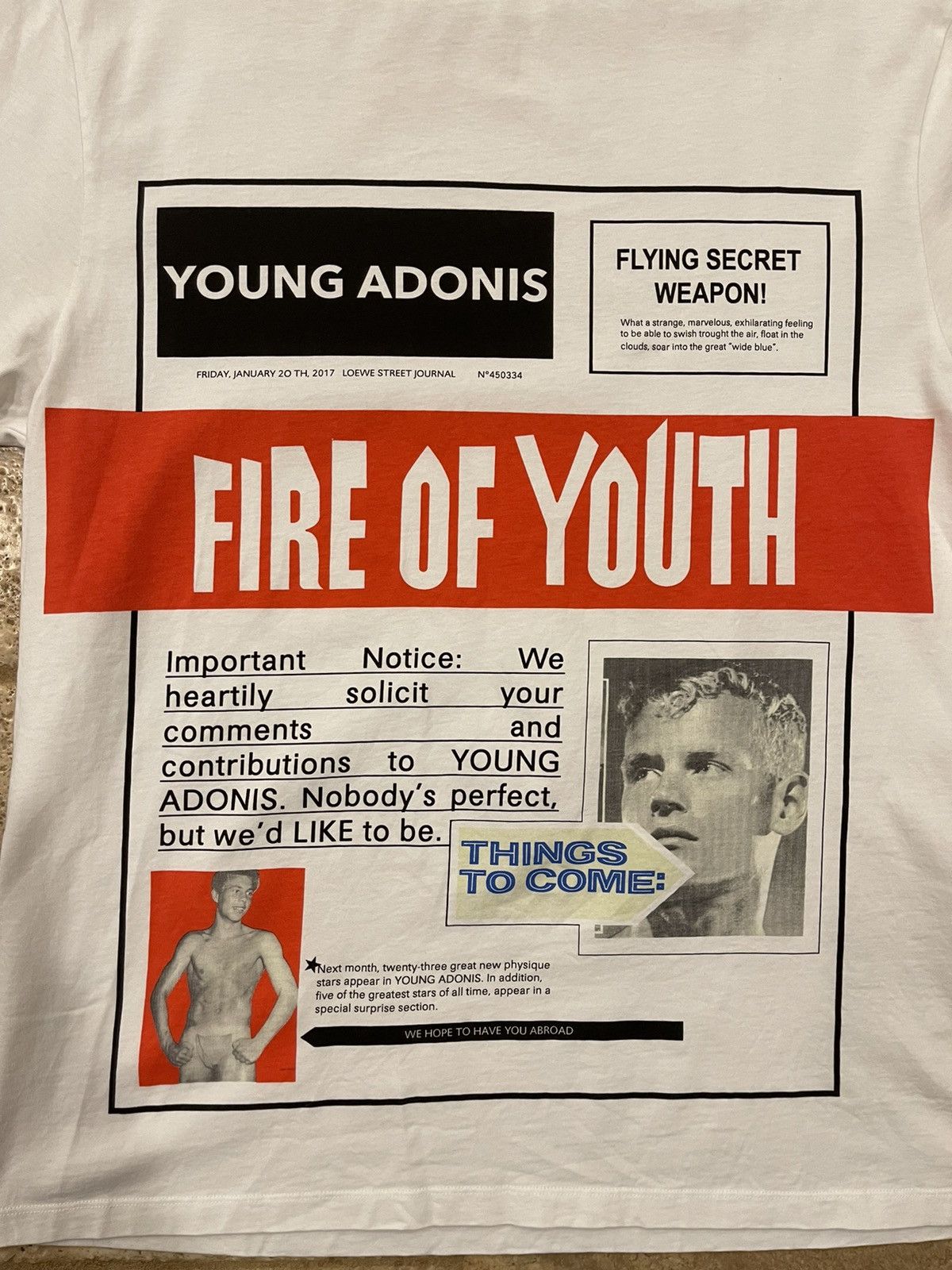 Loewe Loewe Fire of Youth Young Adonis White Red Tee Size US L / EU 52-54 / 3 - 4 Thumbnail
