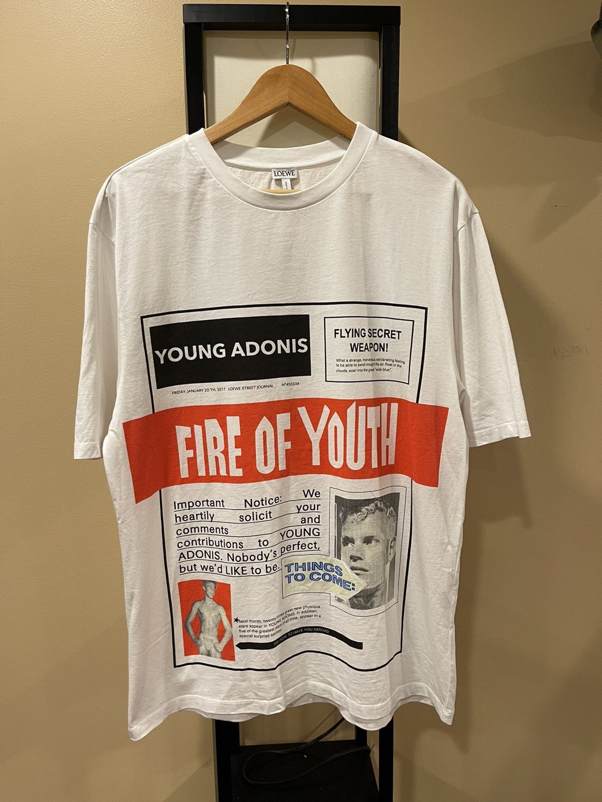 Loewe Loewe Fire of Youth Young Adonis White Red Tee Size US L / EU 52-54 / 3 - 3 Thumbnail