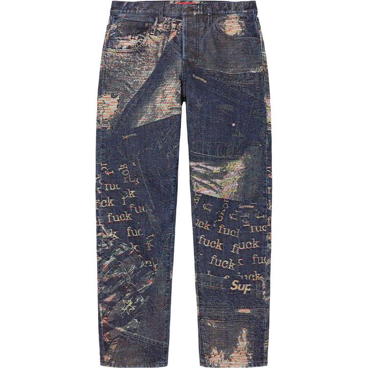 Supreme Supreme Archive Denim Jacquard Regular Jeans Blue | Grailed