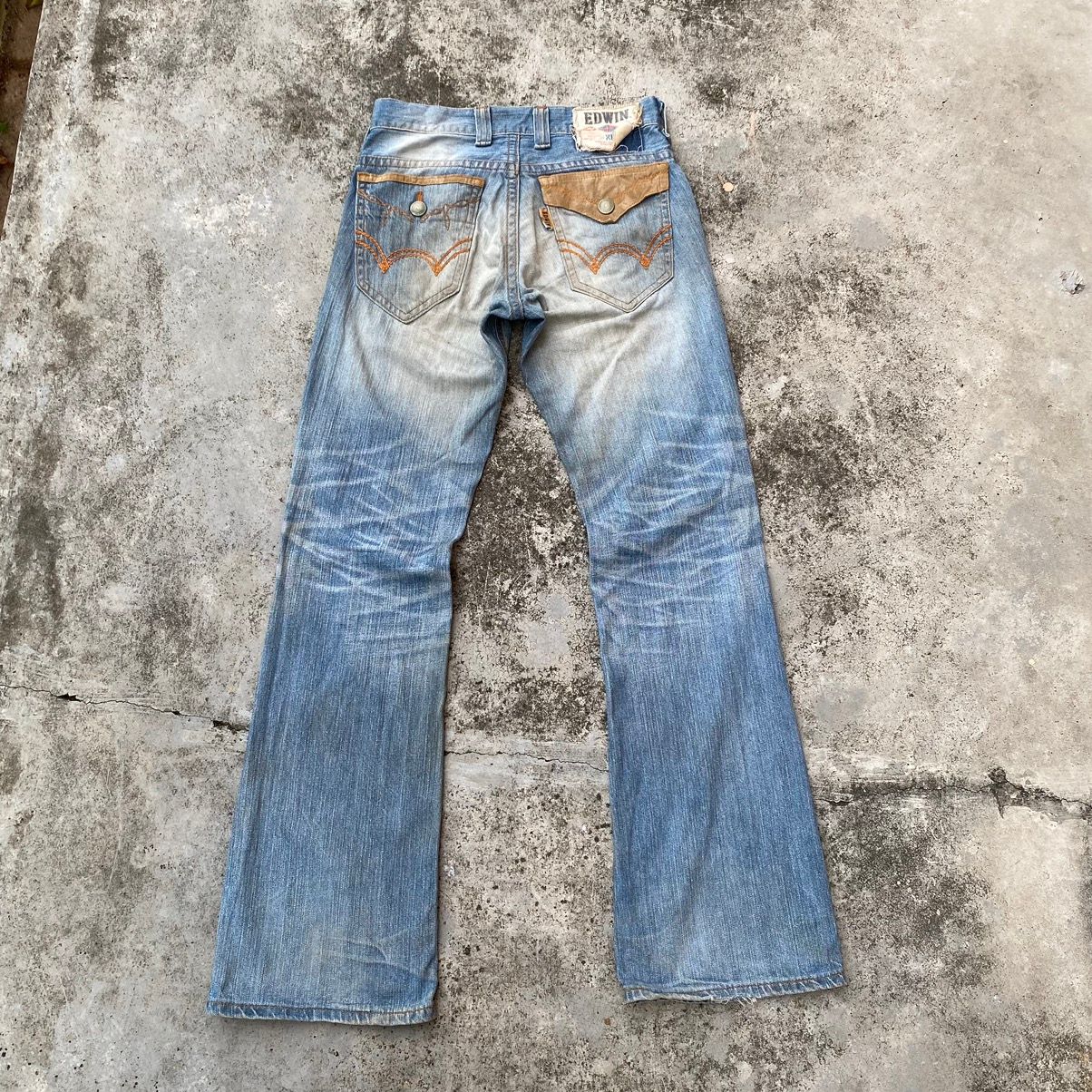 Pre-owned Jean X Vintage Stealsvintage Edwin Xv Xwx Mud Wash Flare Jeans In Faded Blue