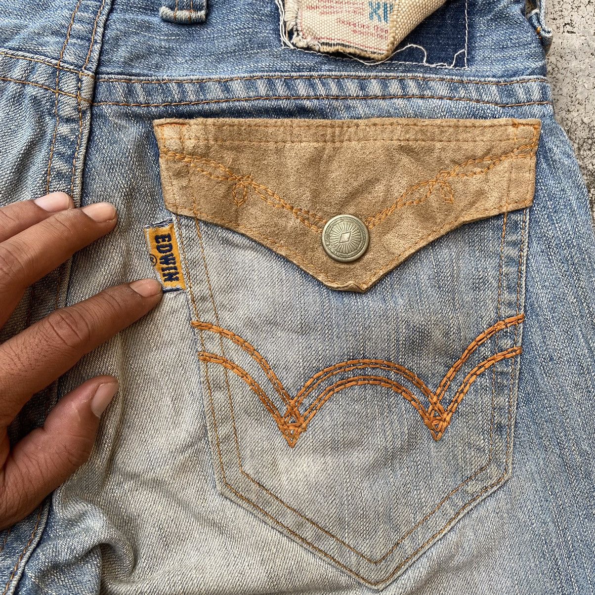 Japanese Brand Steals🔥VINTAGE Edwin Xv XWX Mud Wash Flare Jeans Size US 31 - 16 Thumbnail
