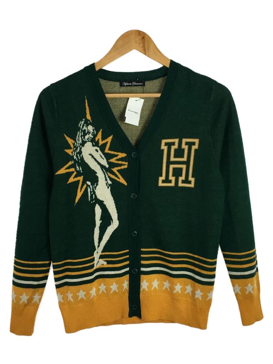 Image of Hysteric Glamour Hysteric College Star Woman Knit Cardigan in Green, Men's (Size Small)