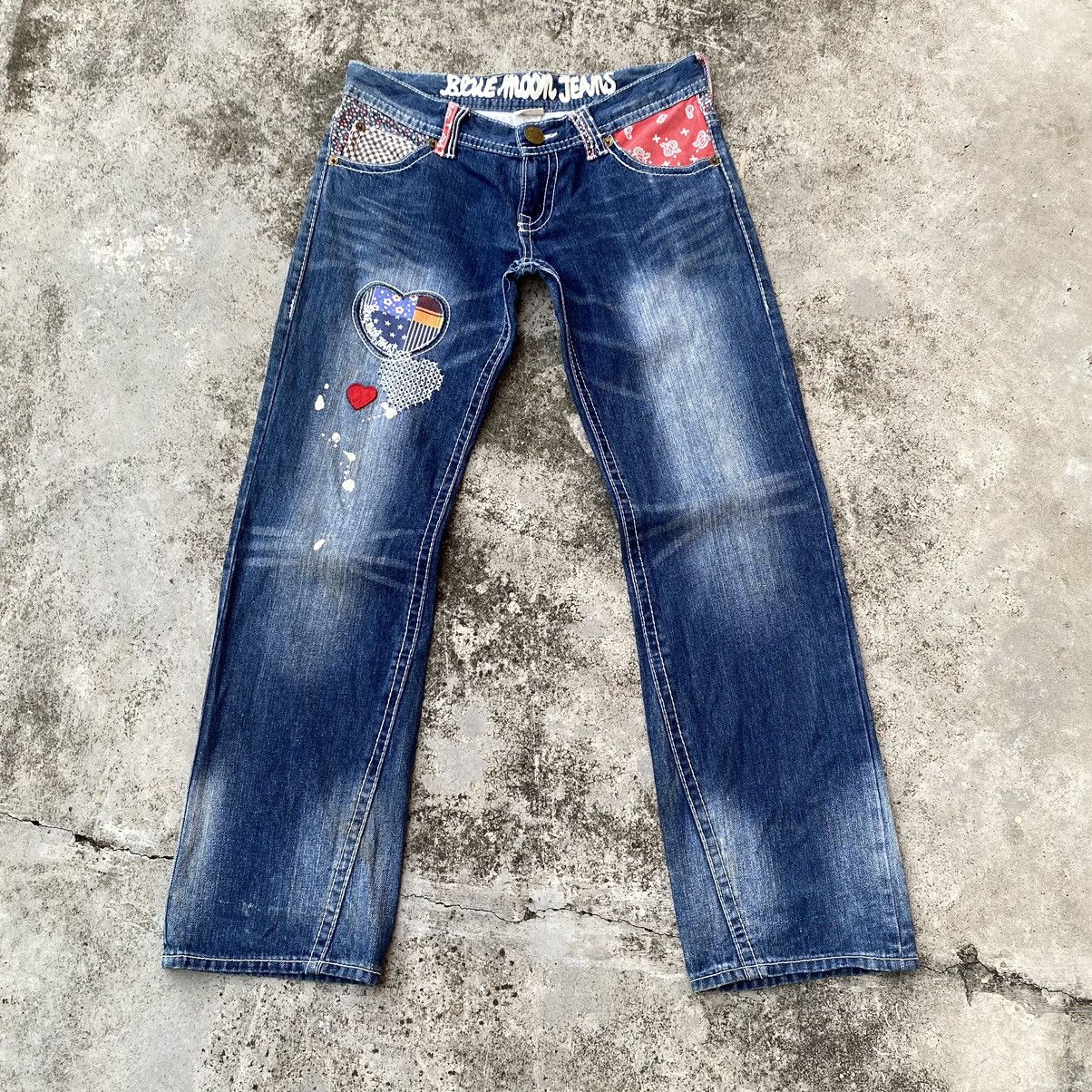 Blue Blue Japan × Japanese Brand × Vintage Steals🔥Vintage Blue Moon blue Japan Patchwork Denim Jeans Size 34" / US 12 / IT 48 - 2 Thumbnail