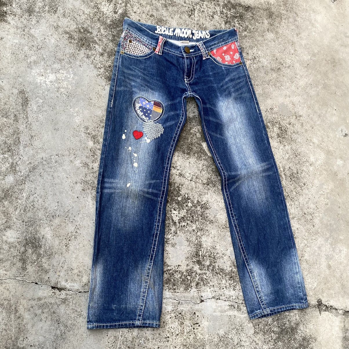 Blue Blue Japan × Japanese Brand × Vintage Steals🔥Vintage Blue Moon blue Japan Patchwork Denim Jeans Size 34" / US 12 / IT 48 - 3 Thumbnail