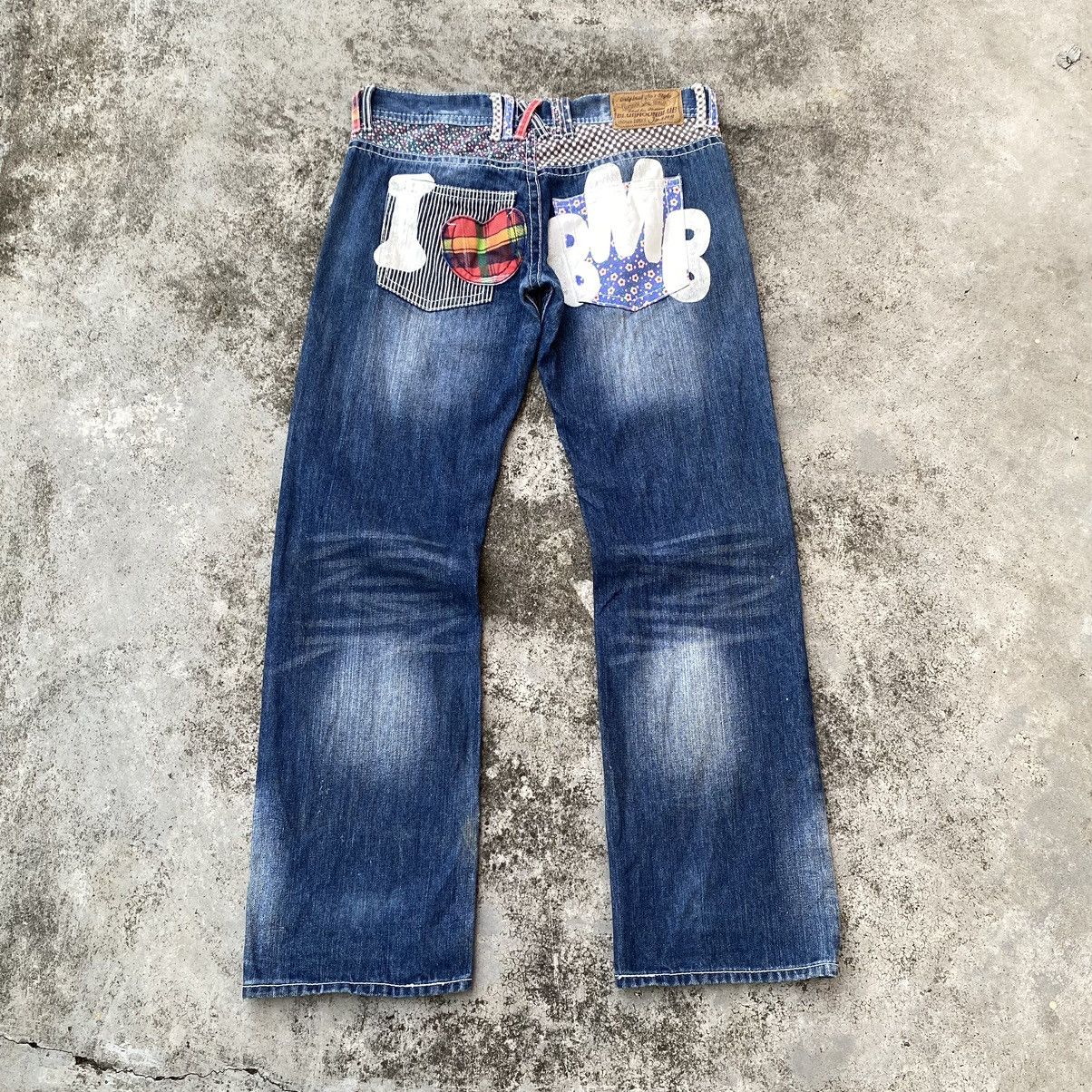 Blue Blue Japan × Japanese Brand × Vintage Steals🔥Vintage Blue Moon blue Japan Patchwork Denim Jeans Size 34" / US 12 / IT 48 - 10 Thumbnail
