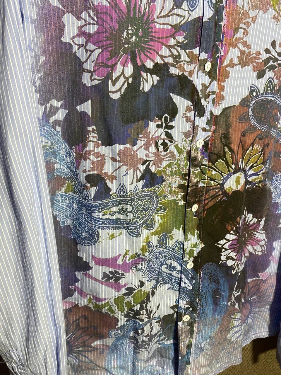 Desigual Desigual Striped Rare Floral Design 3XL Long Sleeve Shirt Size US XXL / EU 58 / 5 - 2 Thumbnail