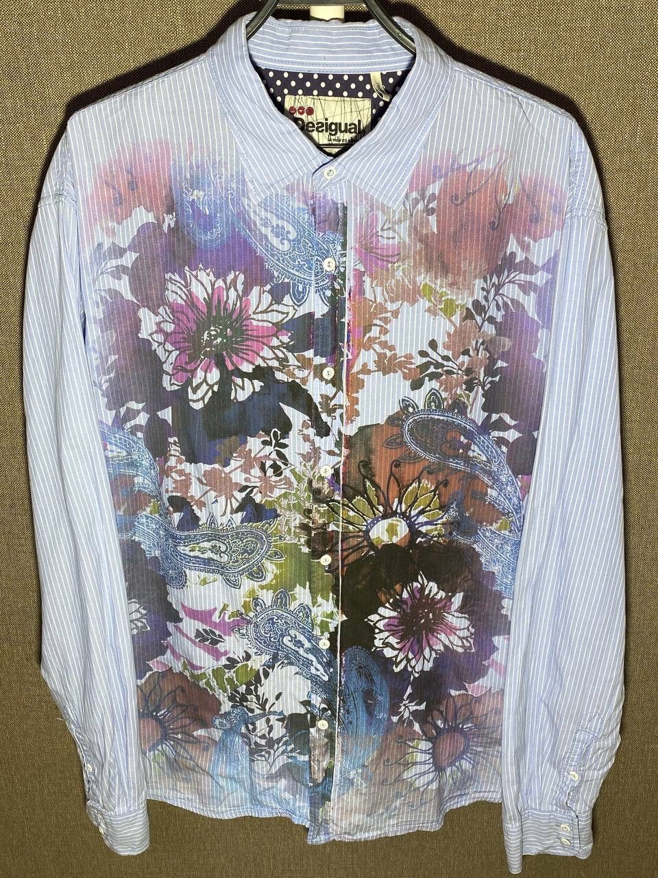 Desigual Desigual Striped Rare Floral Design 3XL Long Sleeve Shirt Size US XXL / EU 58 / 5 - 1 Thumbnail