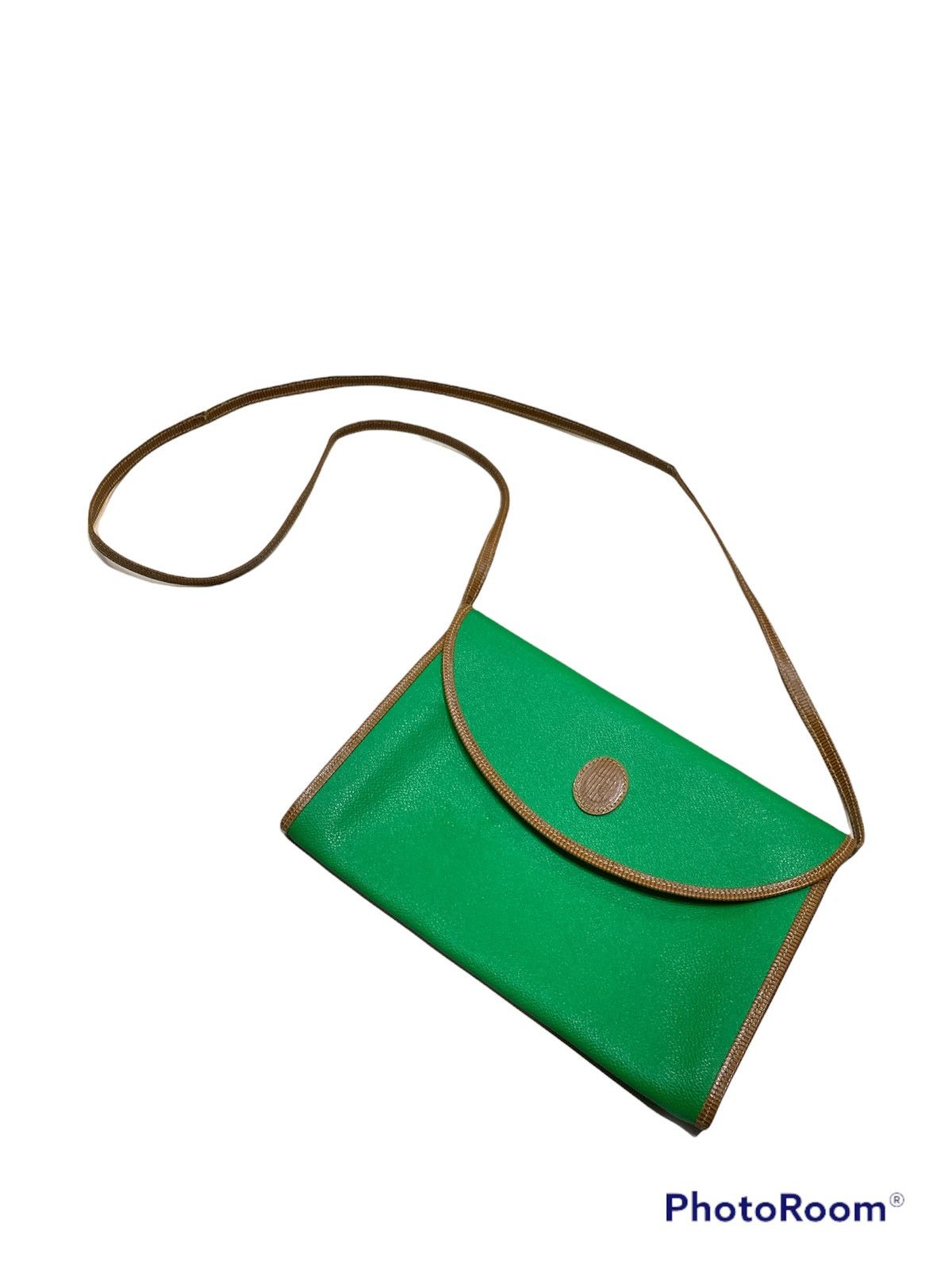 image of Trussardi Color Block Caviar Canvas Sling Bag in Green, Men's