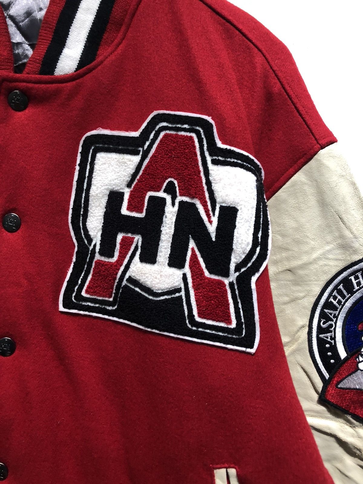 Vintage AJ1 Asahi Honnama Big Logo Varsity Jacket Size US L / EU 52-54 / 3 - 5 Thumbnail