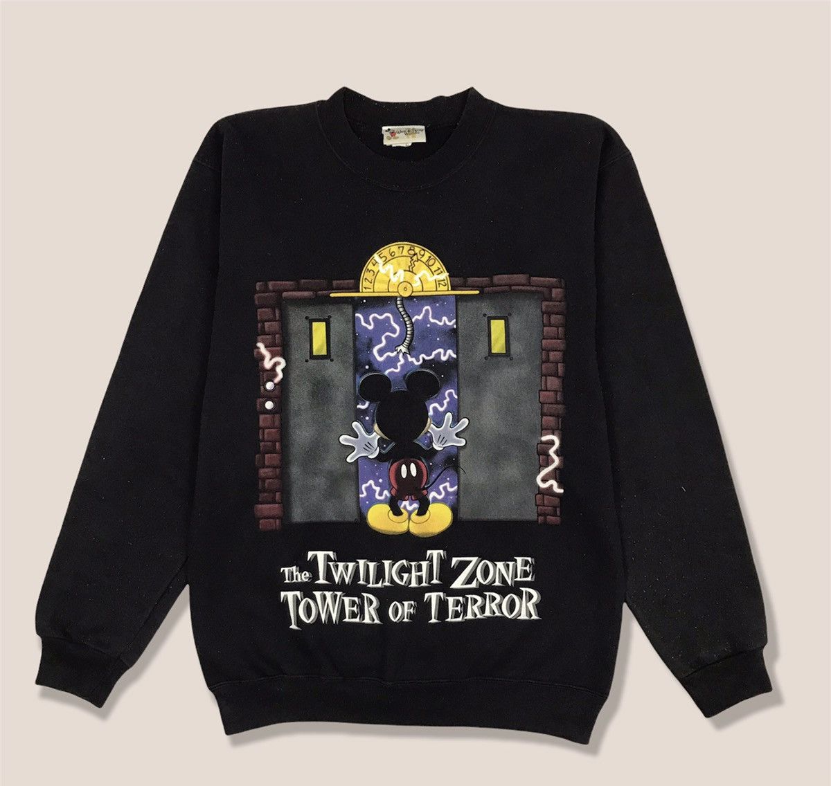 image of Disney x Mickey Mouse Vintage Mickey Mouse The Twilight Zone Tower Of Terror in Black (Size Small)